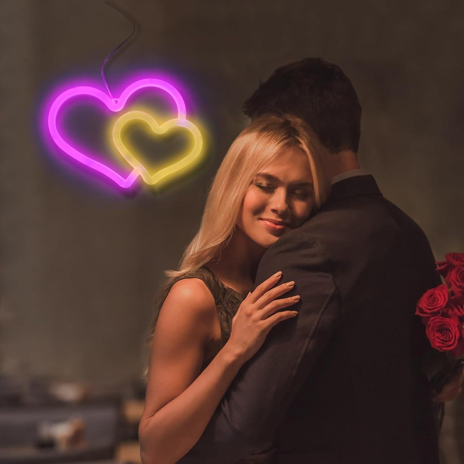 Luz de Neón Rosa Corazón BRIGHTDECK con USB y Pilas