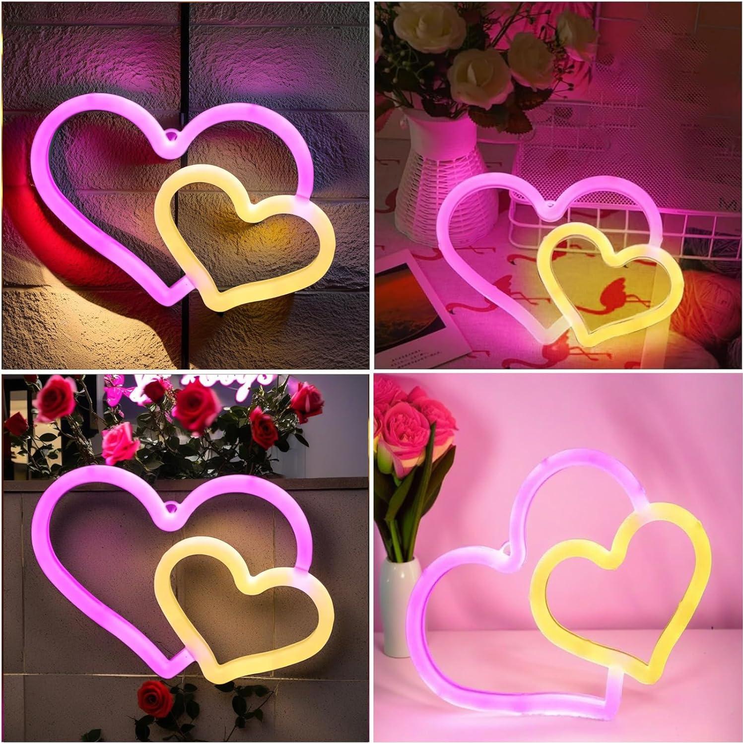 Luz de Neón Rosa Corazón BRIGHTDECK con USB y Pilas