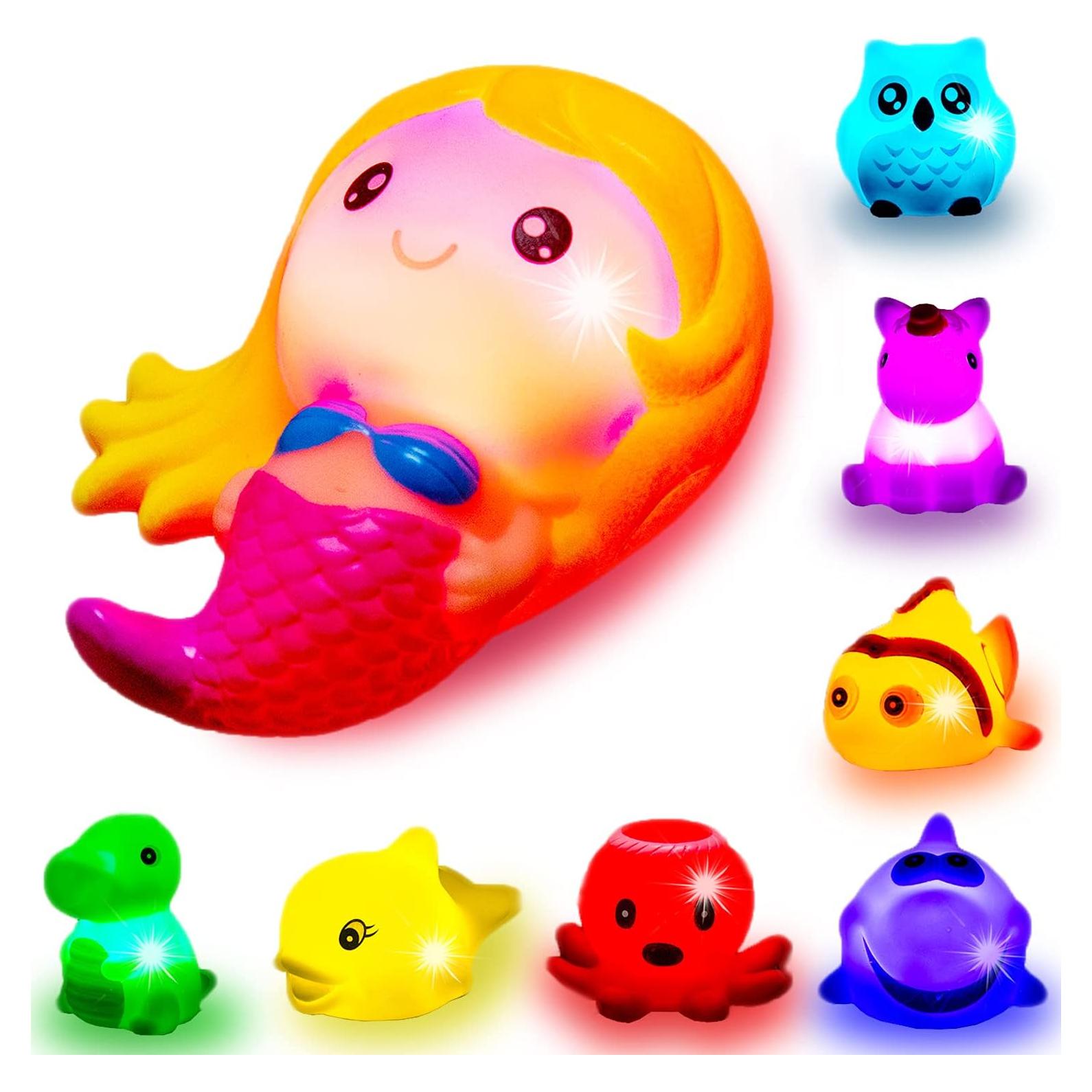 Juguetes de baño iluminados HLXY - 8 animales coloridos