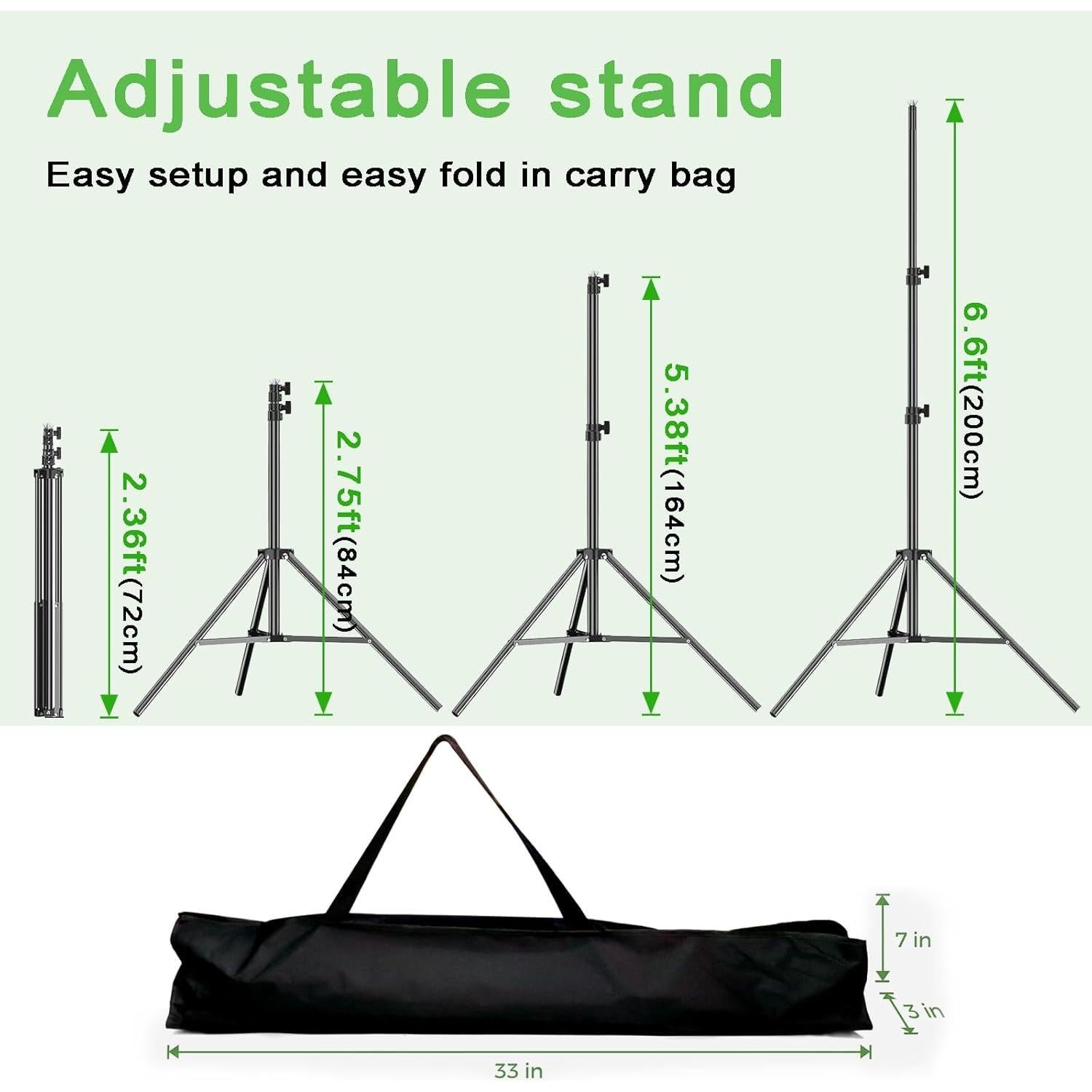 Kit de Fondo Verde 3.05x2.01m LOOWVY con Soporte Ajustable