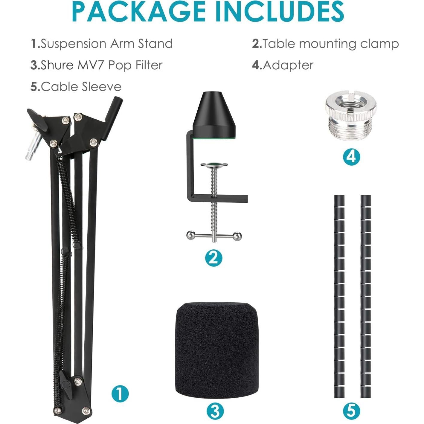 Brazo de Boom YOUSAHRES para Micrófonos Shure MV7 MV7X MV7+