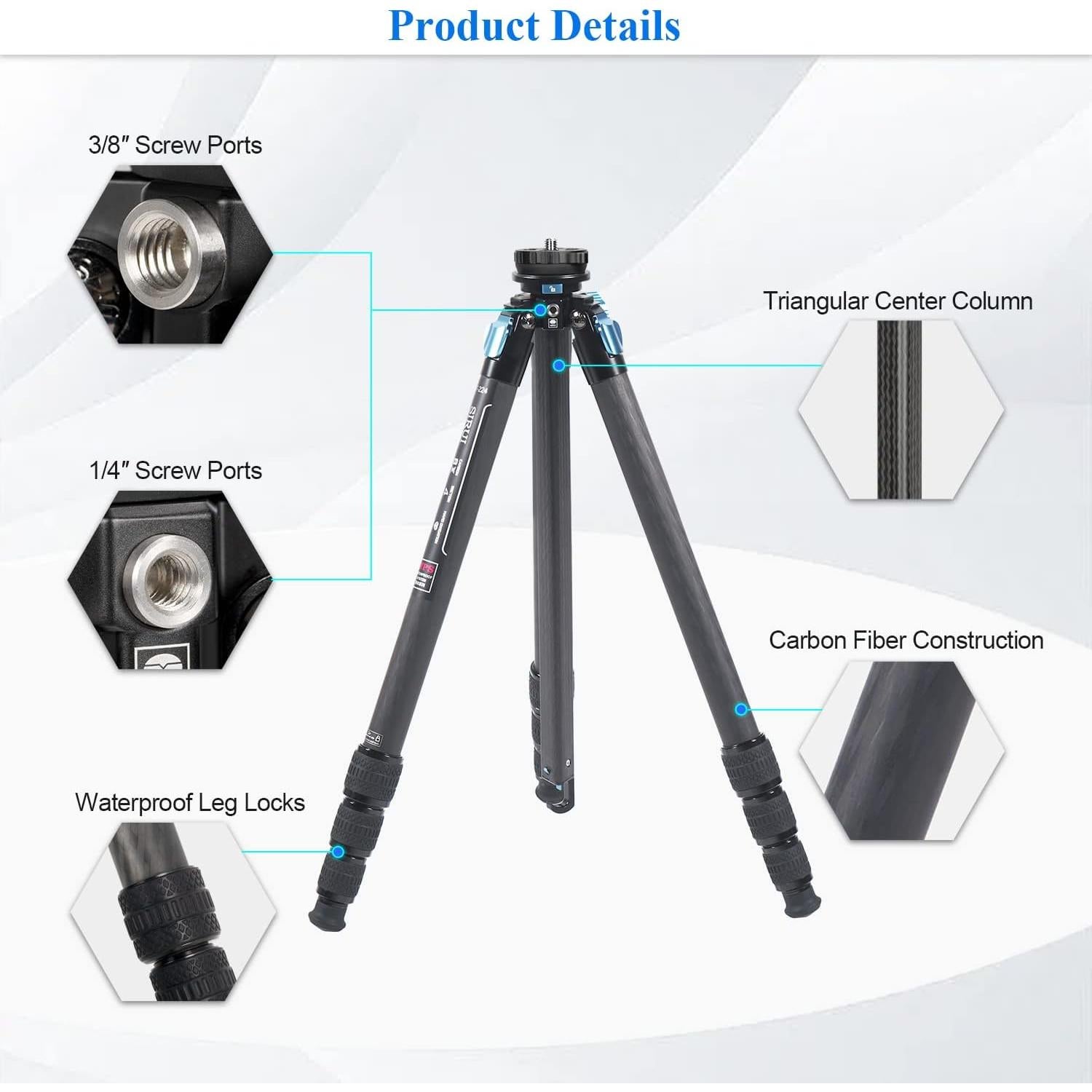Trípode Profesional SIRUI ST-224 de Carbono 2.06kg Impermeable