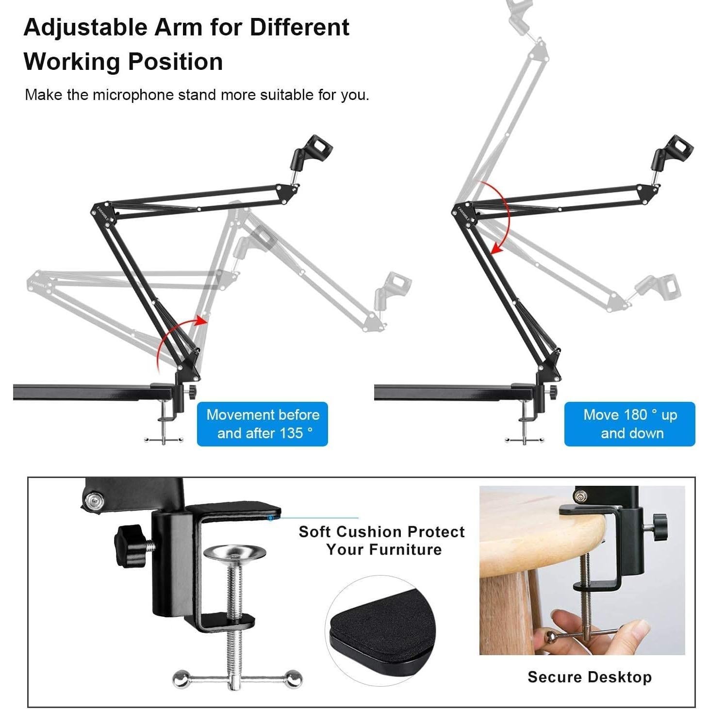 Brazo de Micrófono YUZUHOME para Blue Yeti y Nano, Negro