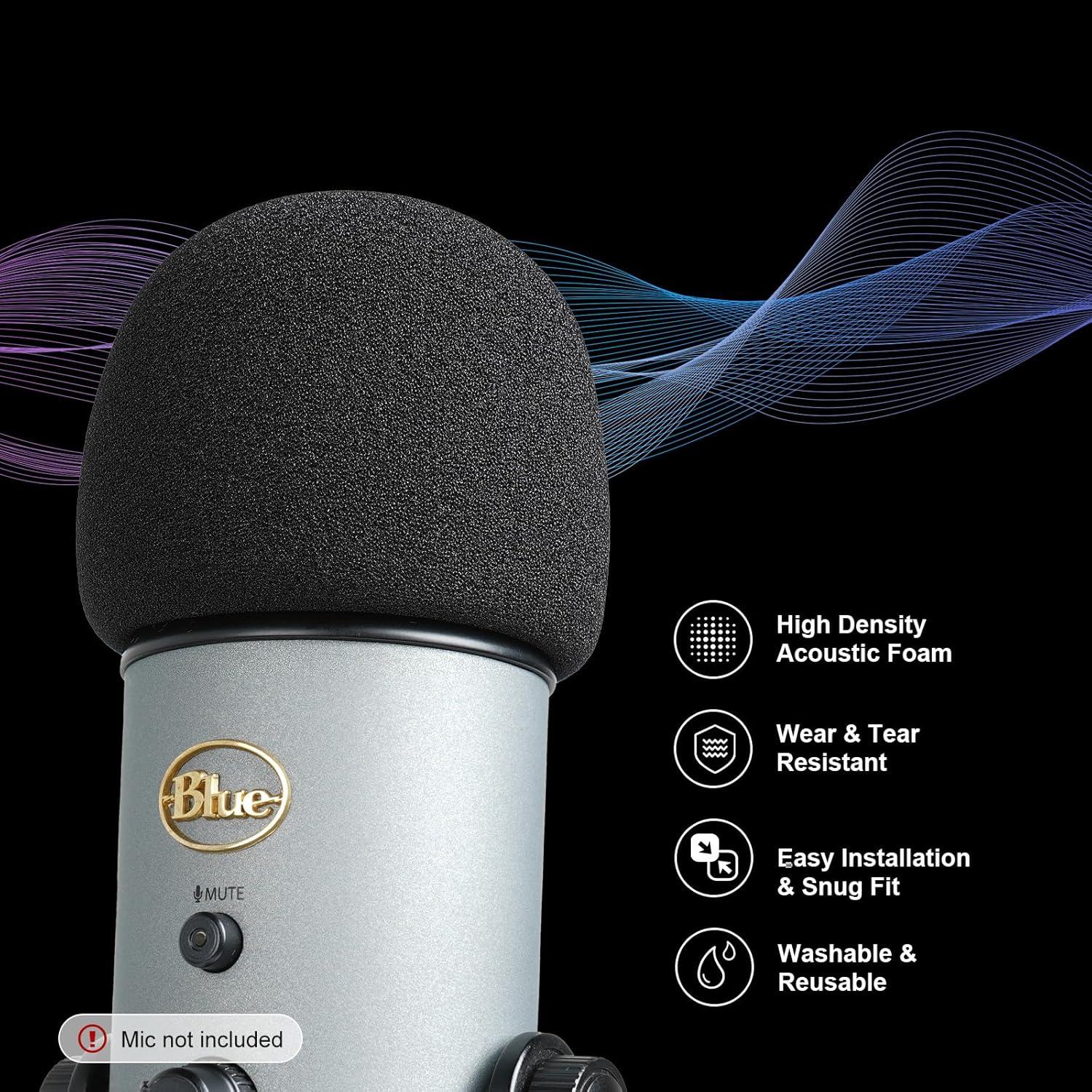 Filtro Pop Espuma Negra para Micrófonos Blue Yeti y Pro