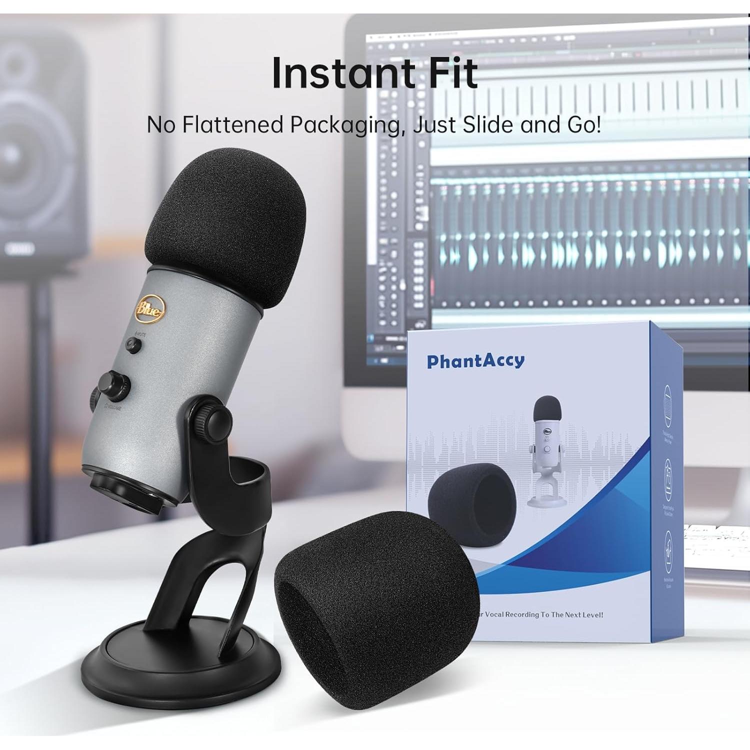 Filtro Pop Espuma Negra para Micrófonos Blue Yeti y Pro