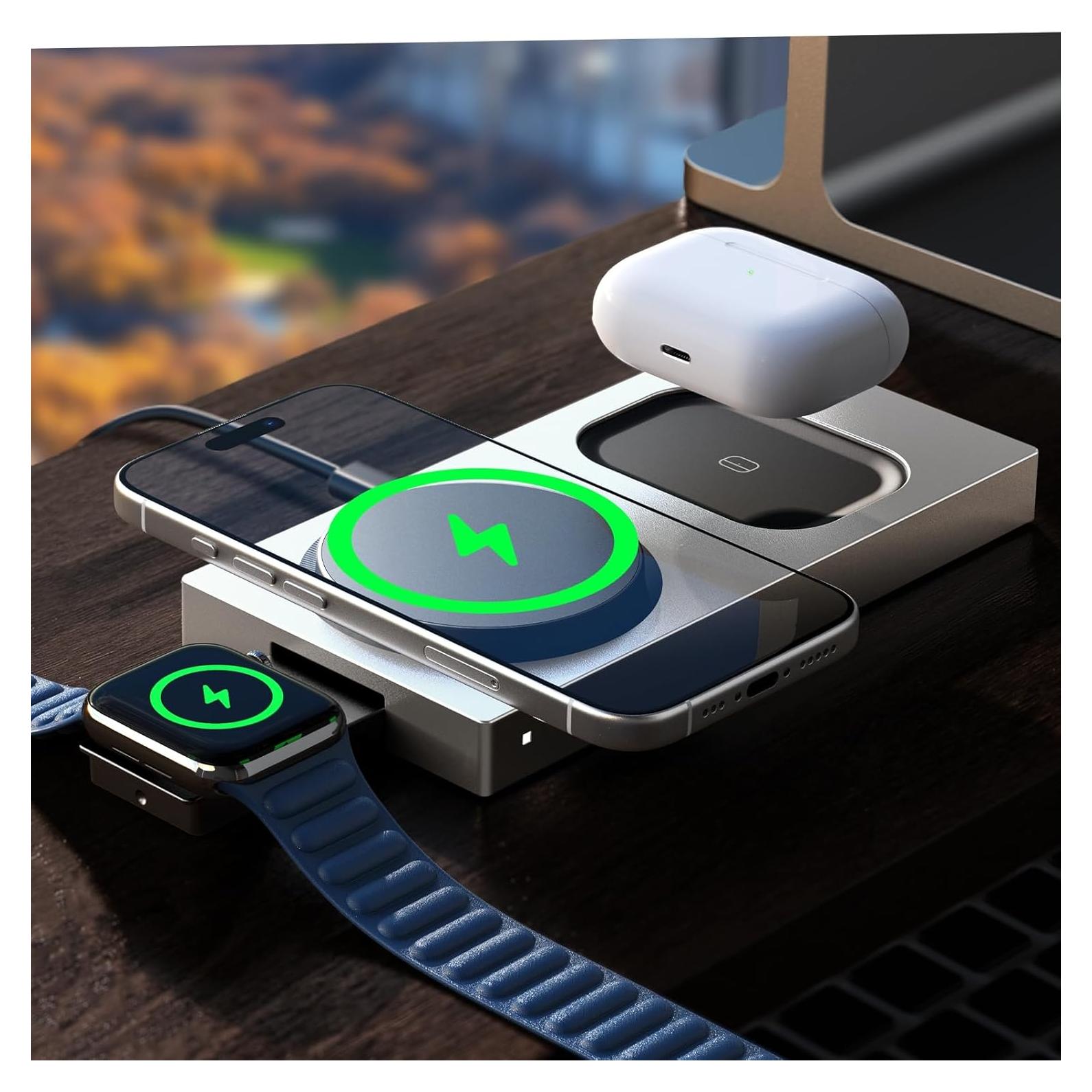 Cargador Inalámbrico 3 en 1 LISEN para iPhone 16 - Qi2 15W