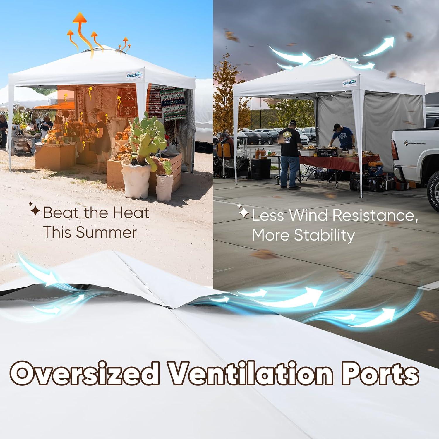 Carpa Plegable Quictent 10x10 con Pared Lateral Blanca