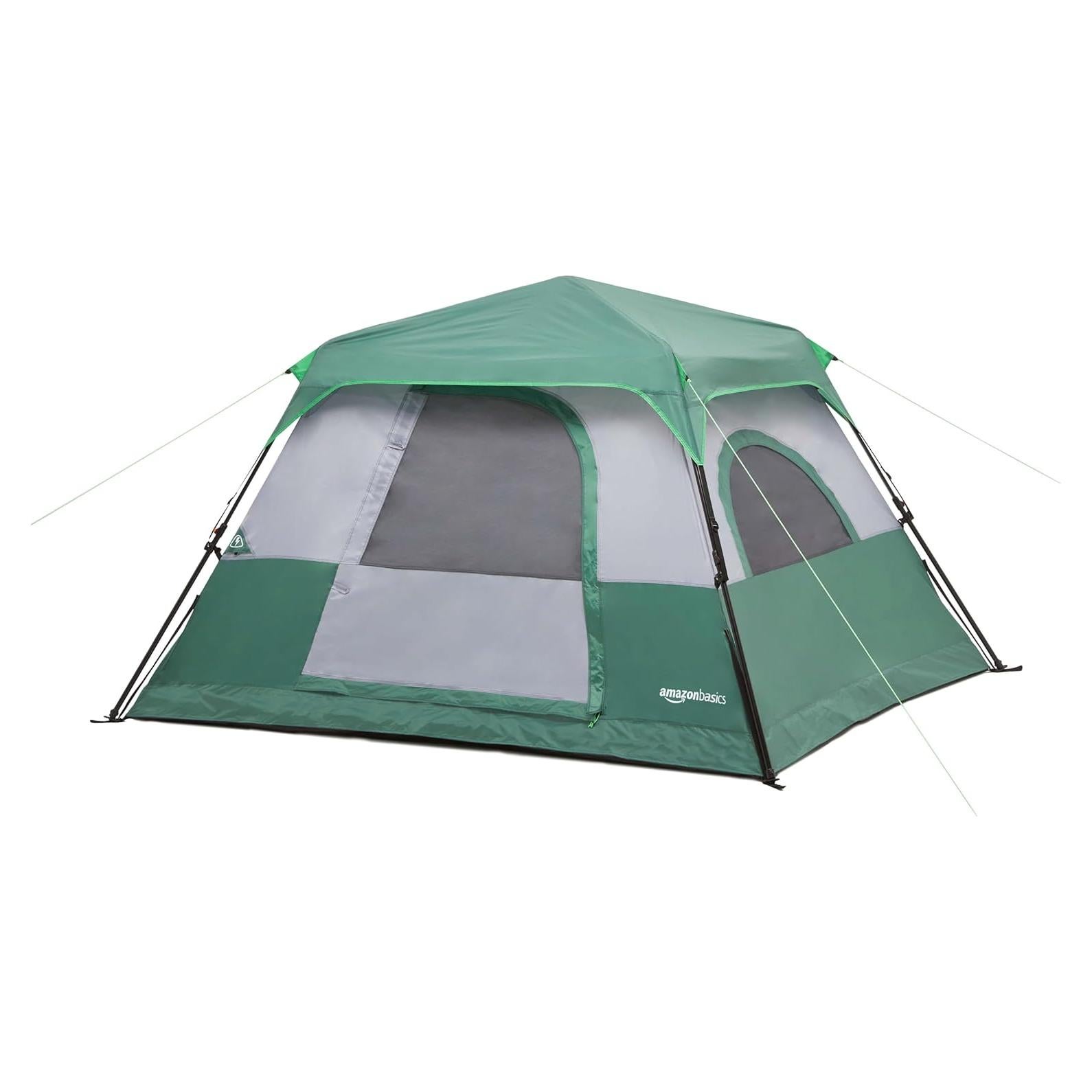 Amazon Basics Instant Camping Tent with Rainfly, Weather-Resistant, Quick Setup