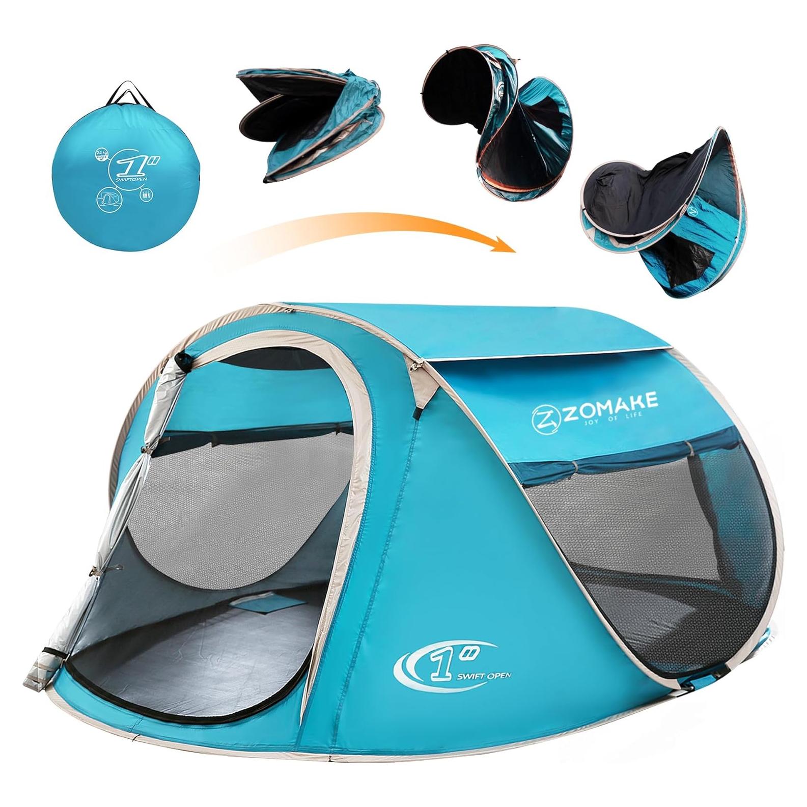Carpa Instantánea ZOMAKE 4 Personas Impermeable Azul