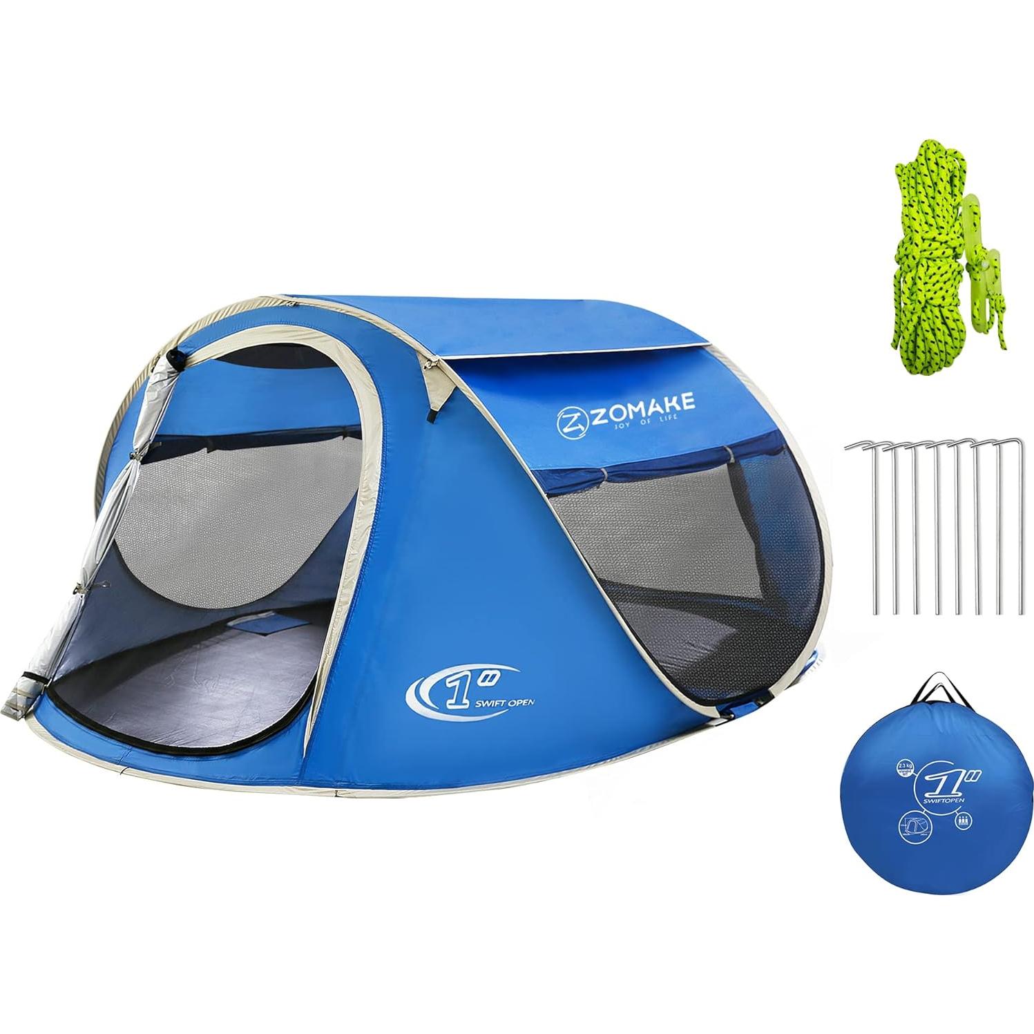 Carpa Instantánea ZOMAKE 4 Personas Impermeable Azul