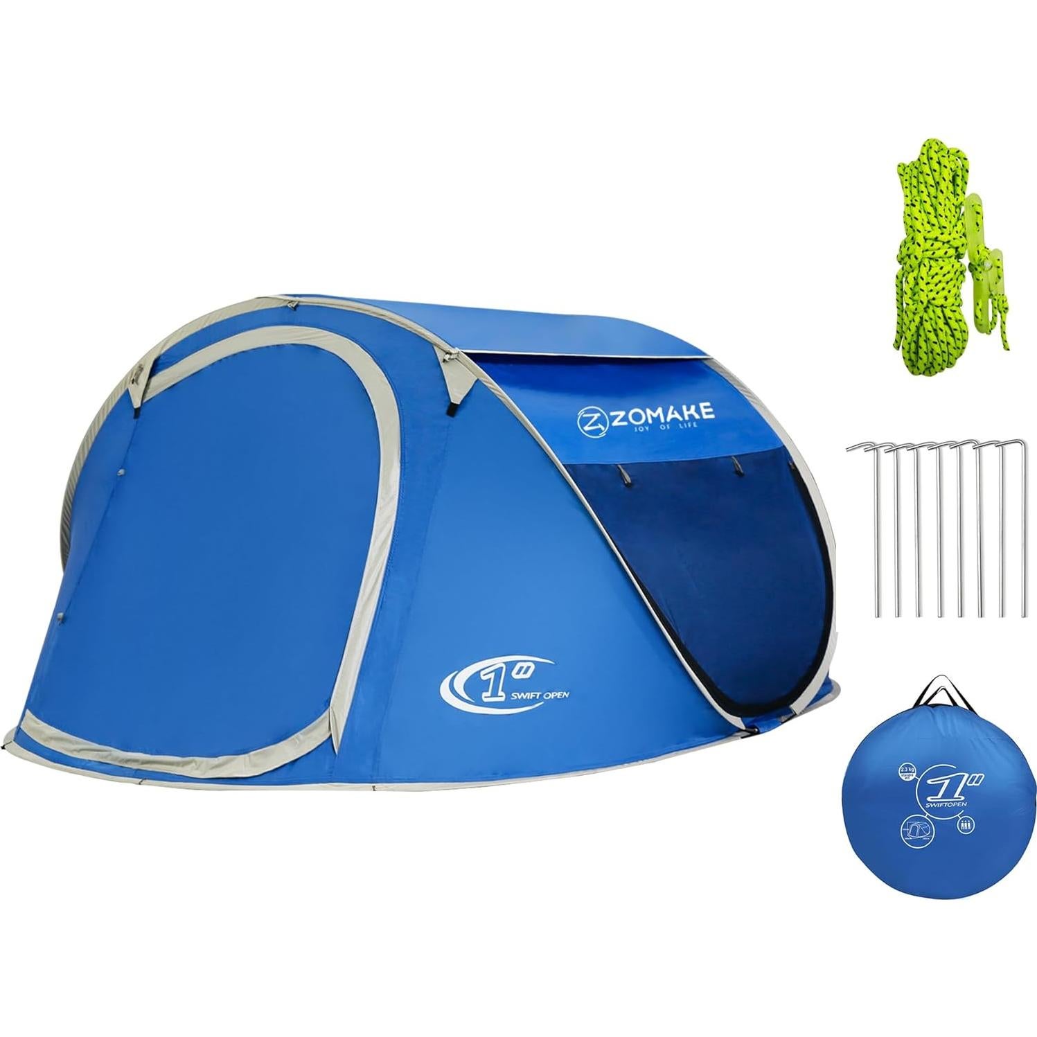 Carpa Instantánea ZOMAKE 4 Personas Impermeable Azul