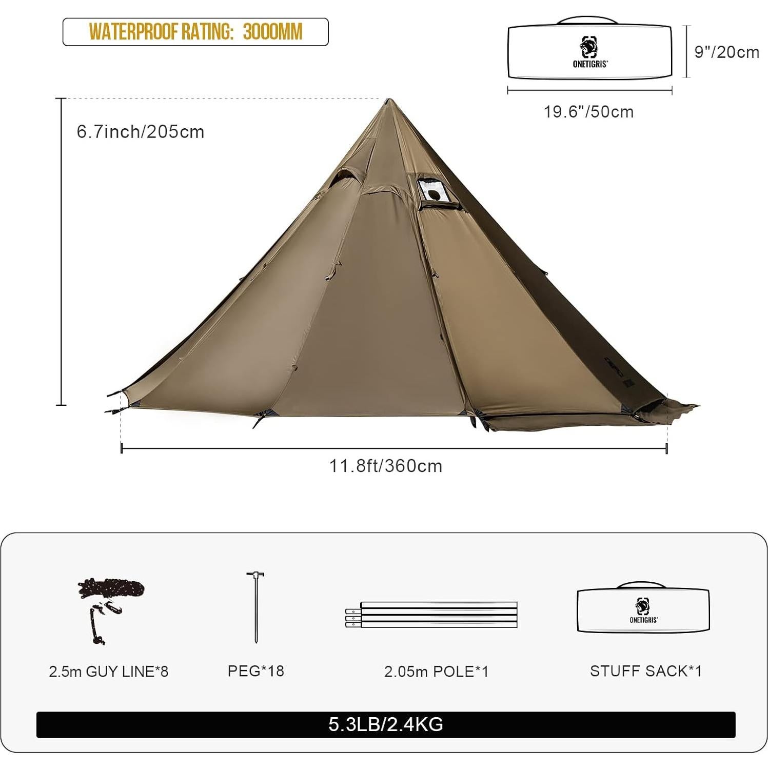 Tienda Tipi OneTigris Northgaze 2-4 Personas Impermeable