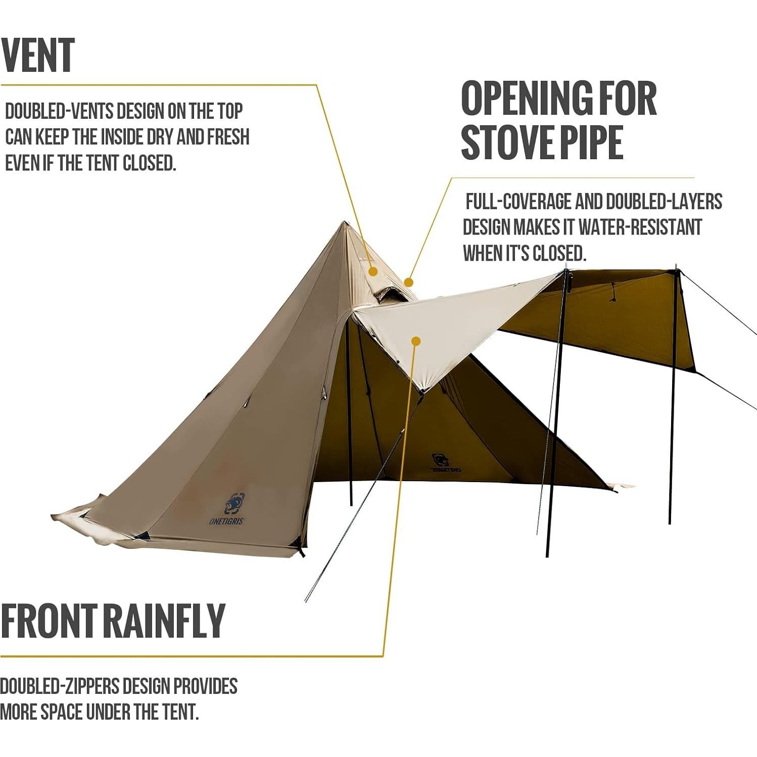 Tienda Tipi OneTigris Northgaze 2-4 Personas Impermeable