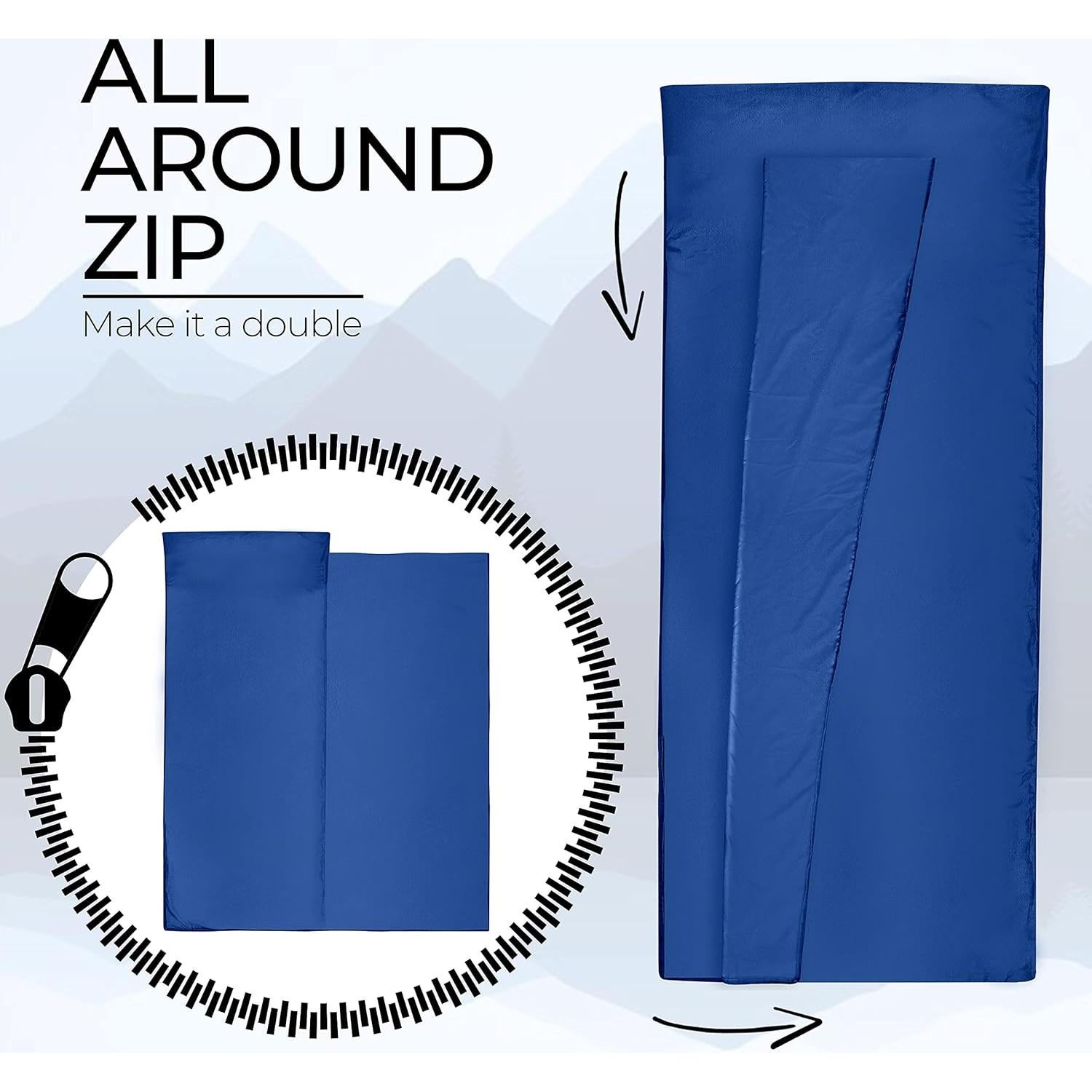 Saco de Dormir Forro 2 en 1 Miqio XL Algodón Azul