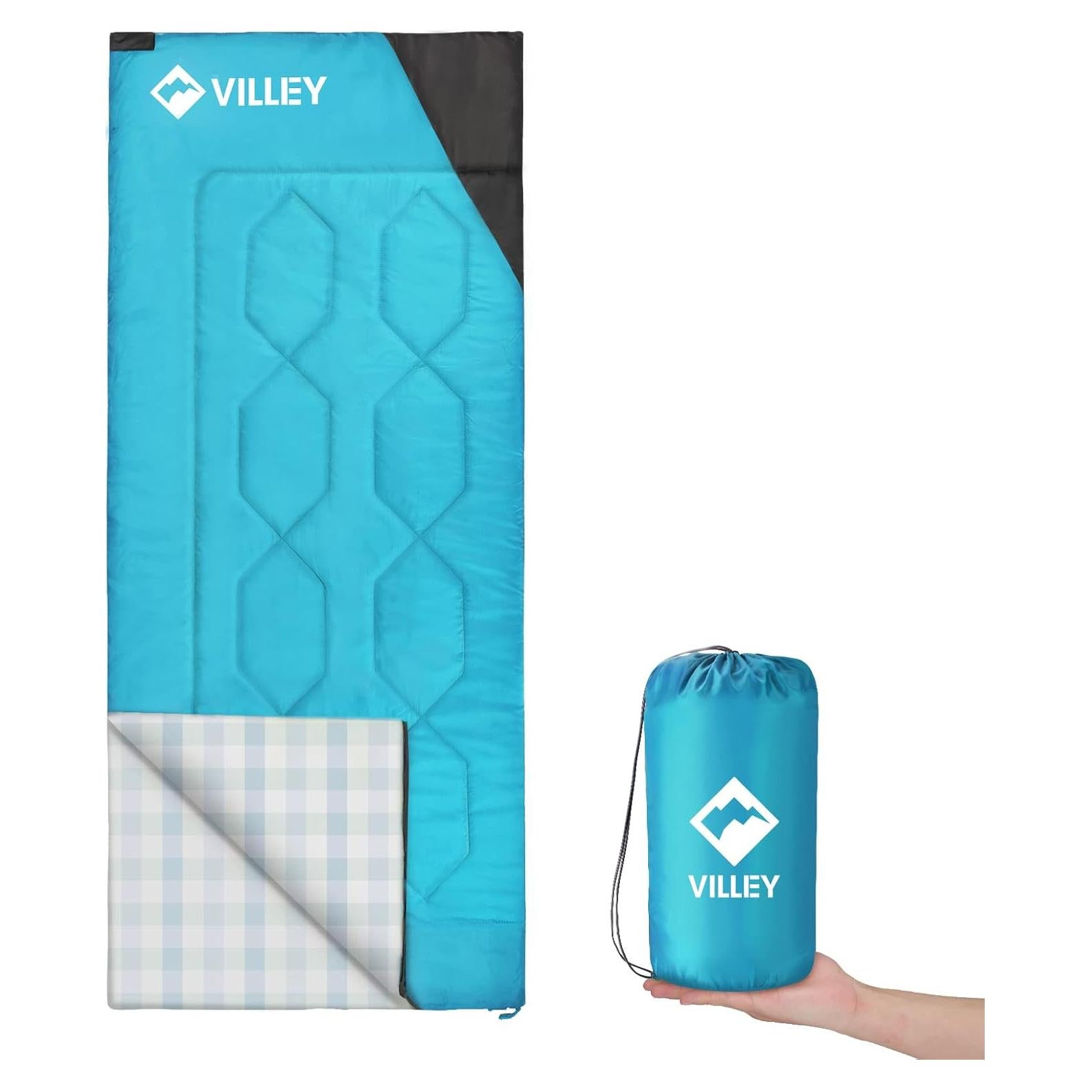 Saco de Dormir VILLEY Ligero 3 Temporadas 1.2 kg Azul