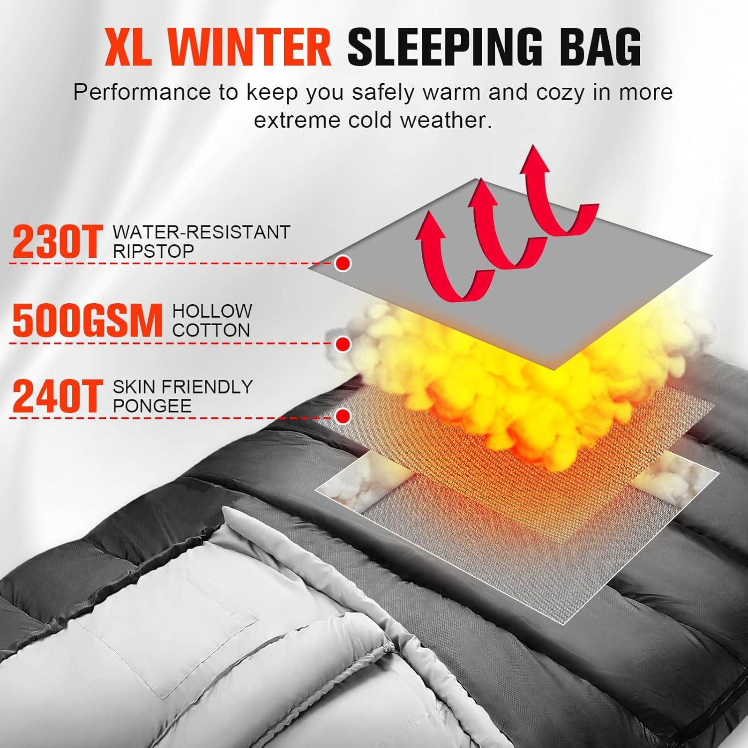 Saco de dormir WERTYCITY XL para clima frío y cálido 1 persona