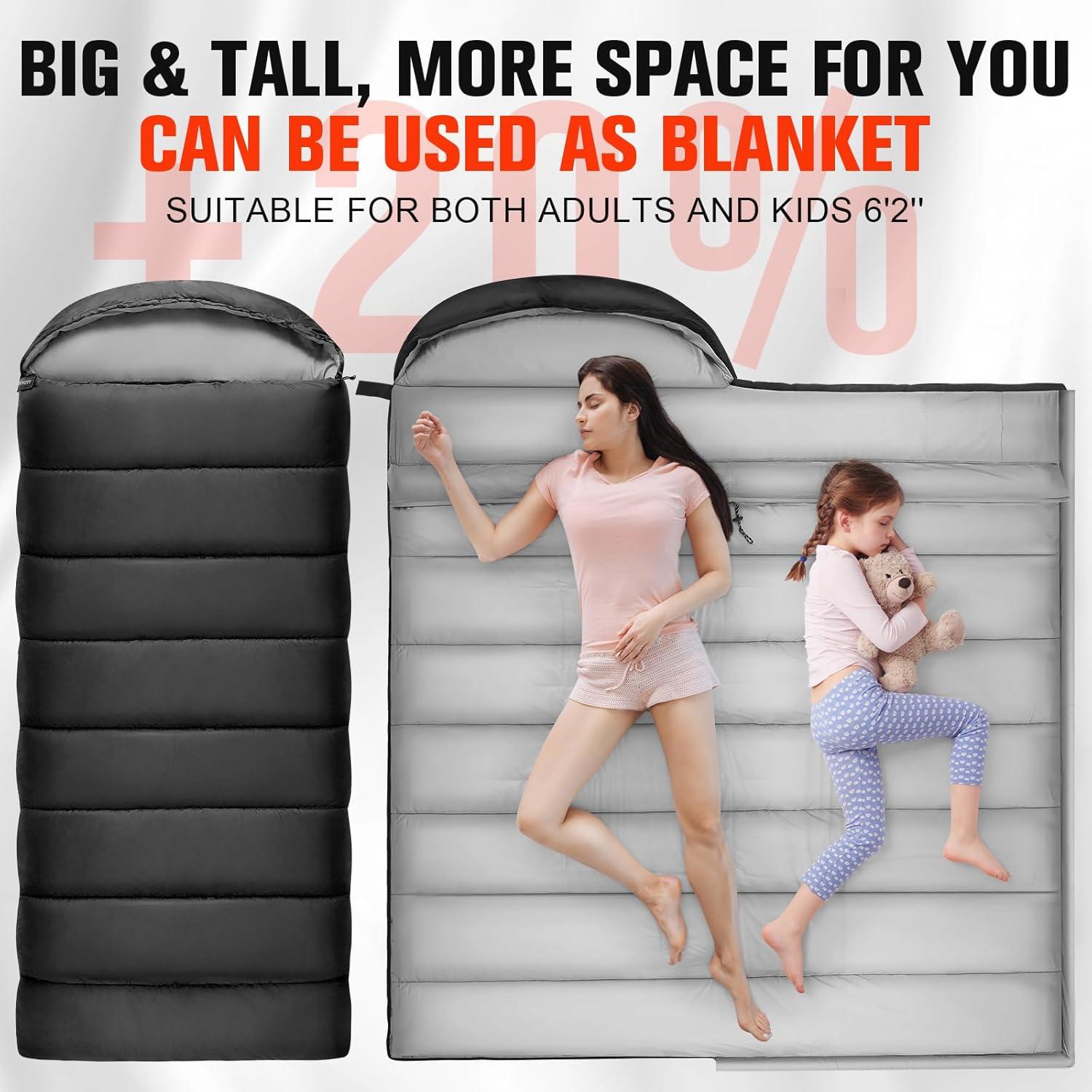 Saco de dormir WERTYCITY XL para clima frío y cálido 1 persona