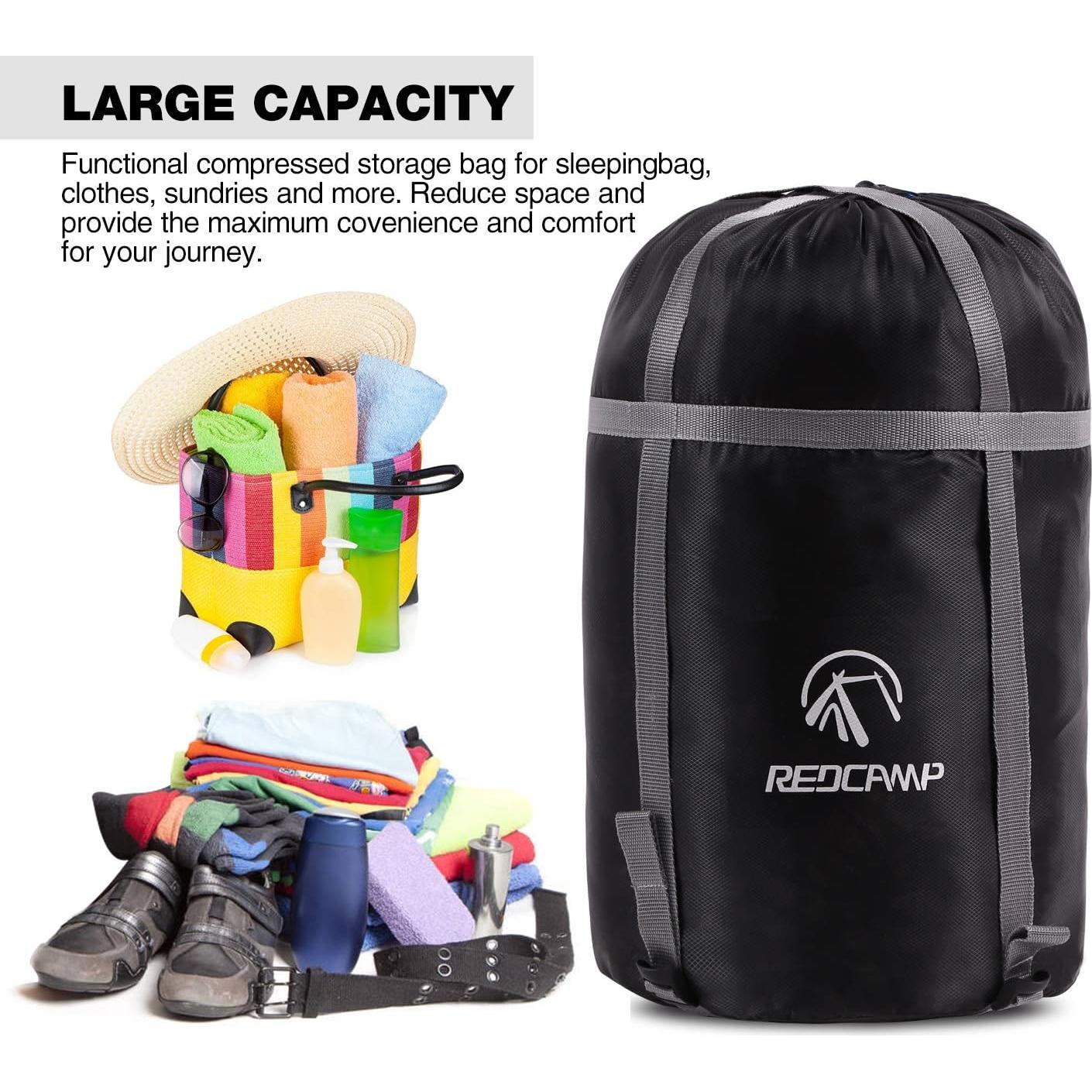 Saco de Dormir REDCAMP Negro M 17L para Camping y Mochileo