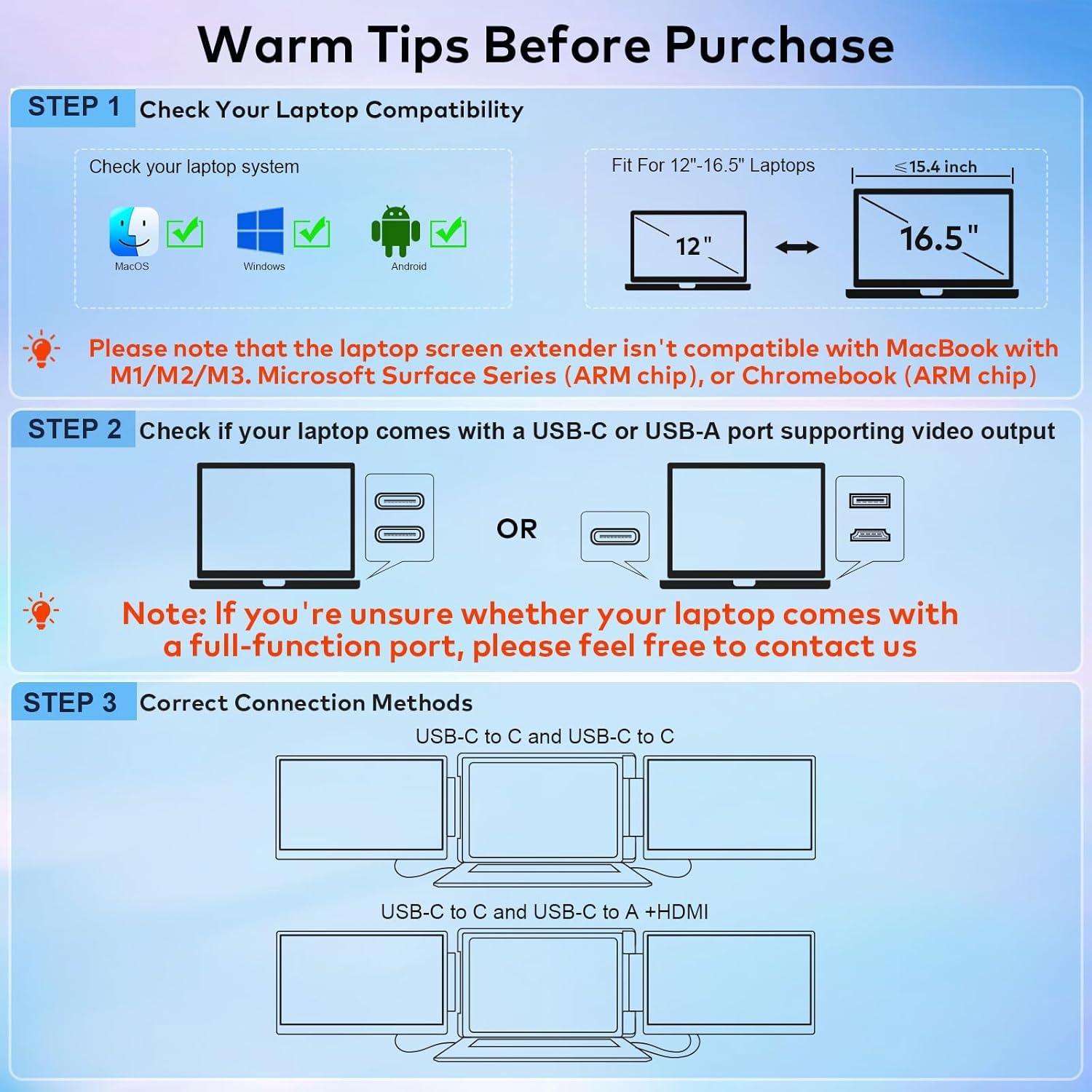 Extensor de Pantalla FHD 14" Ladomi para Laptop 12-16.5"