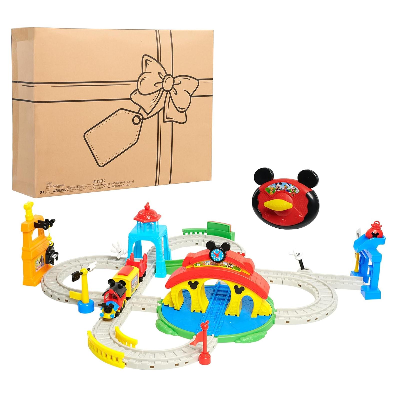 Junior Mickey Mouse Around Town Track Set, 35-piece Remote Control Toy Train, Officially Licensed Kids Toys for Ages 3 Up, Amazon Exclusive
