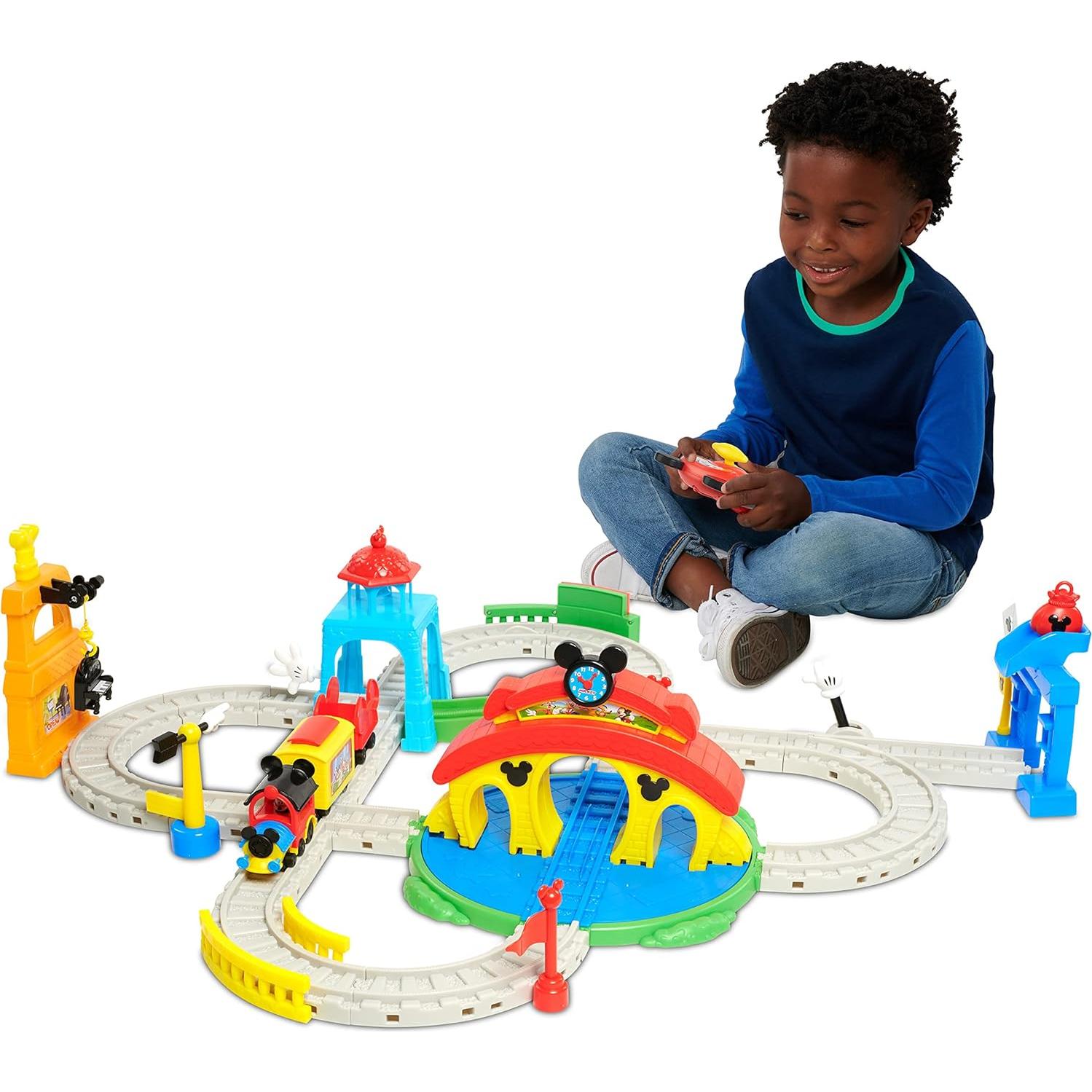 Junior Mickey Mouse Around Town Track Set, 35-piece Remote Control Toy Train, Officially Licensed Kids Toys for Ages 3 Up, Amazon Exclusive