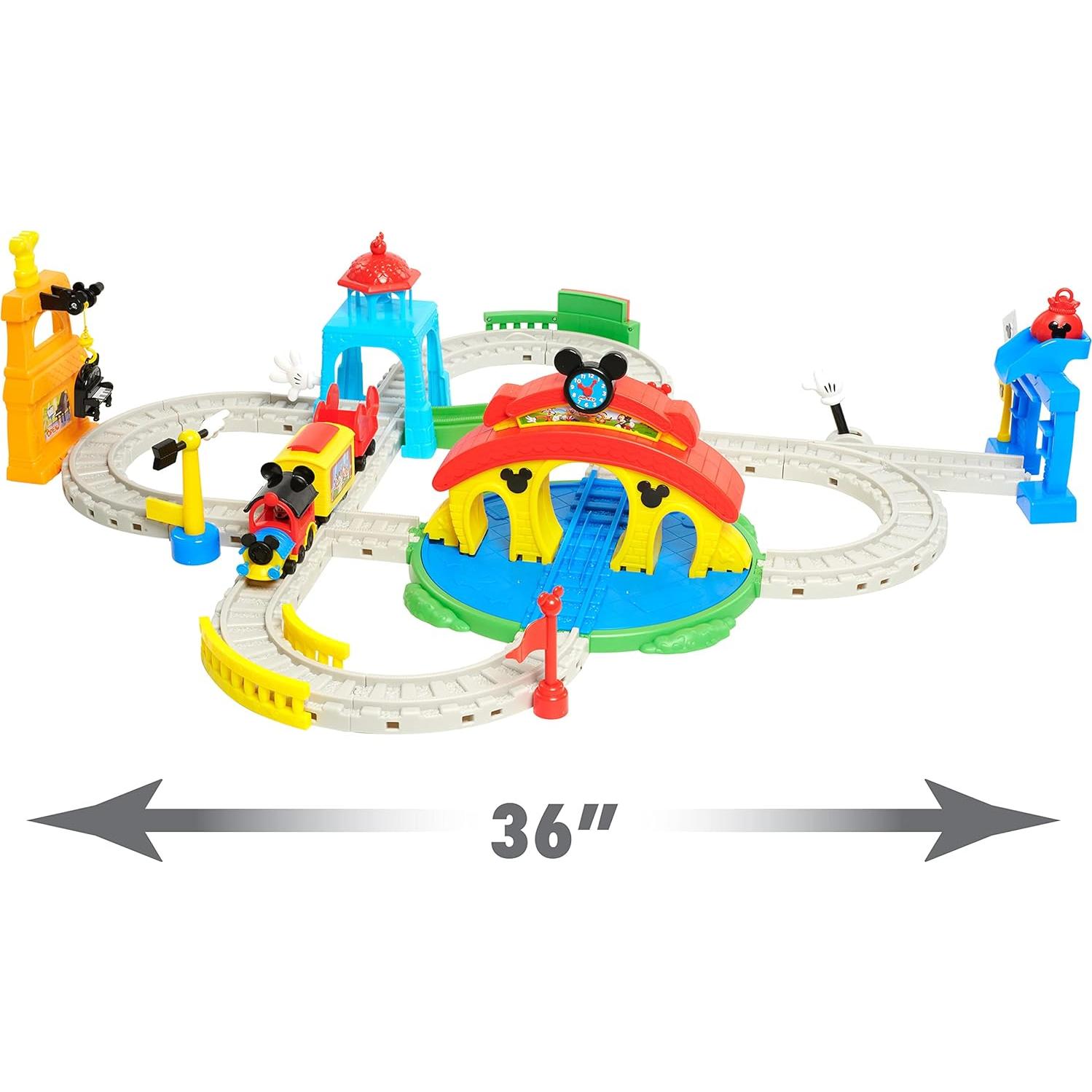Junior Mickey Mouse Around Town Track Set, 35-piece Remote Control Toy Train, Officially Licensed Kids Toys for Ages 3 Up, Amazon Exclusive