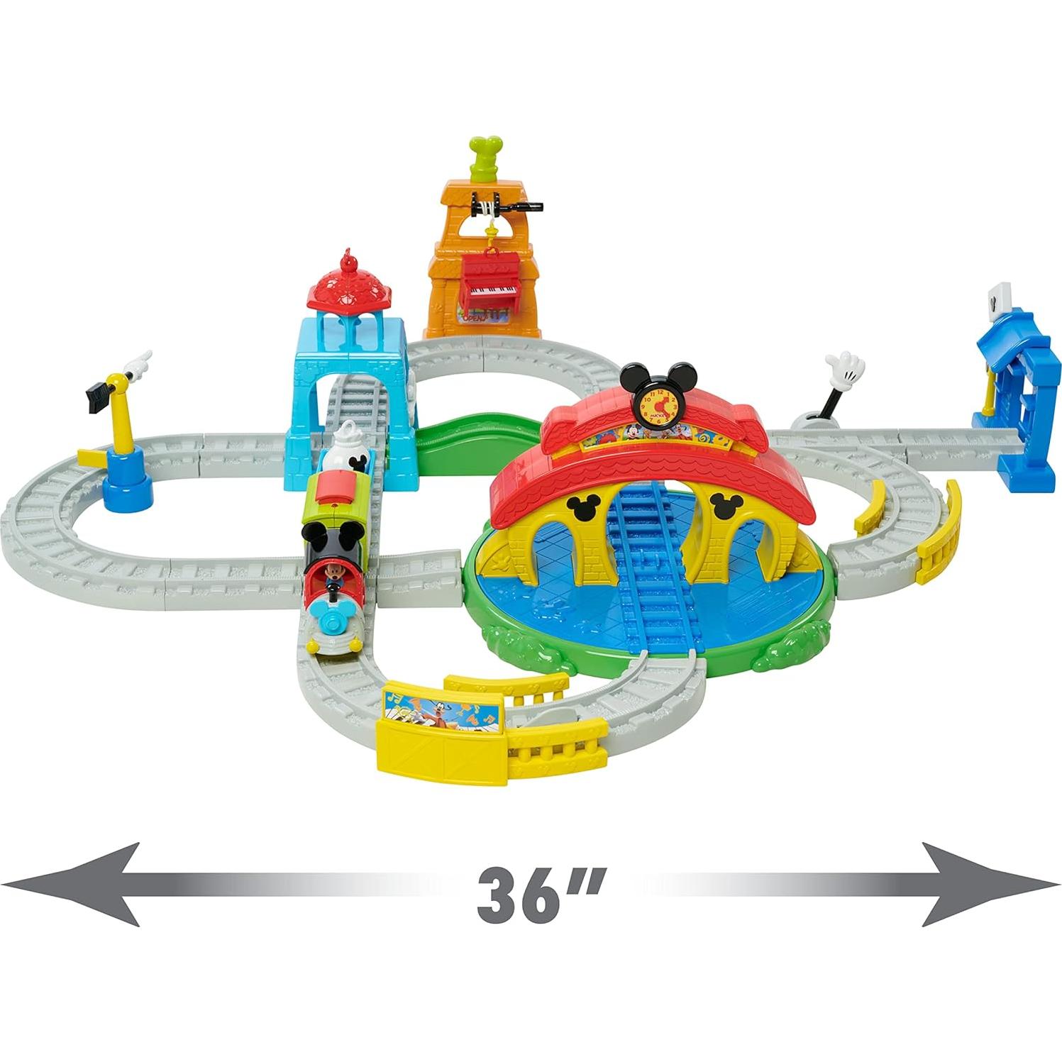 Junior Mickey Mouse Around Town Track Set, 35-piece Remote Control Toy Train, Officially Licensed Kids Toys for Ages 3 Up, Amazon Exclusive