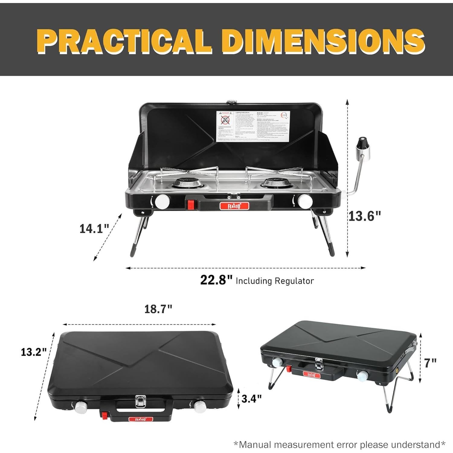 Estufa de Camping Portátil Feasto 28000 BTU Gas Propano