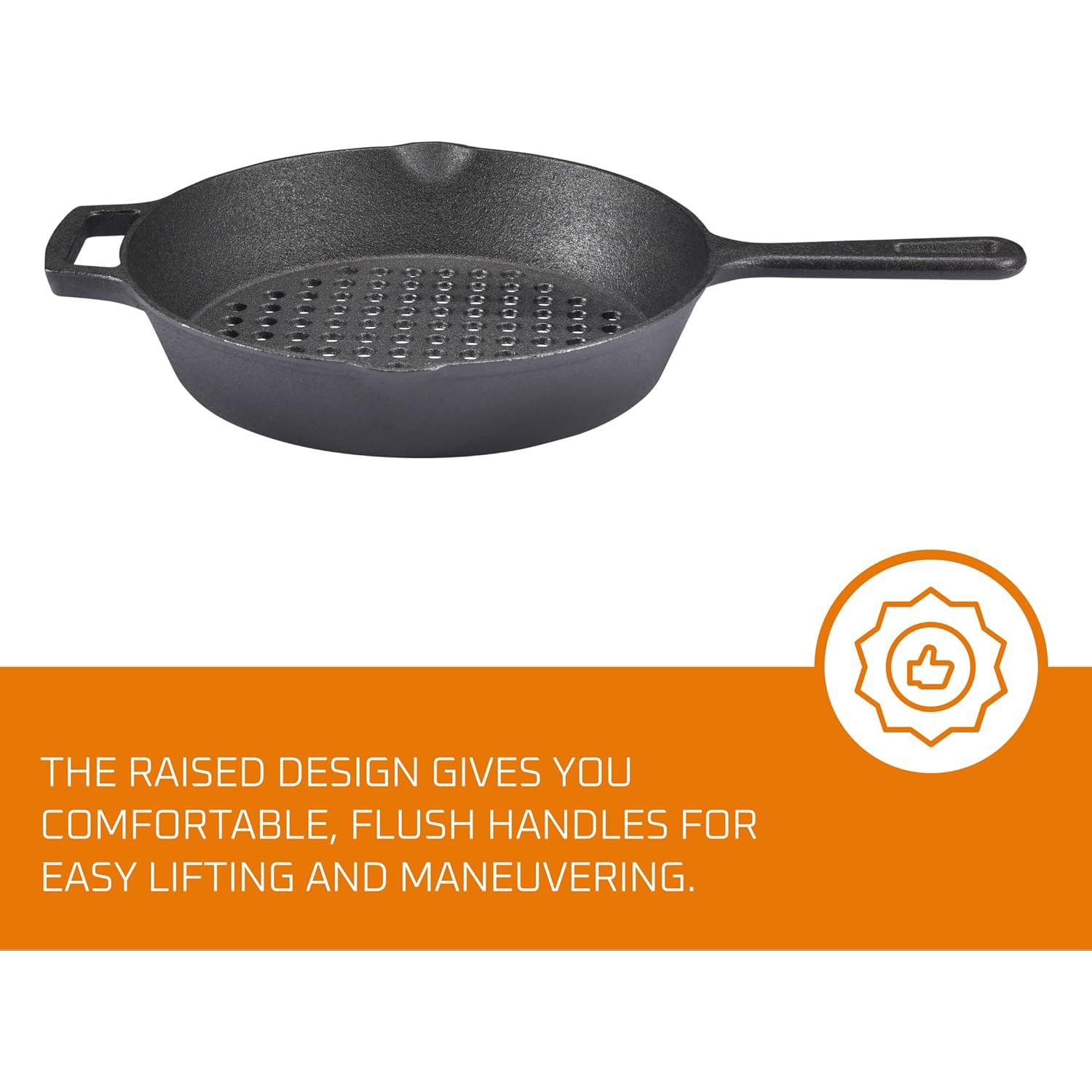 Sartén Grill Cuadrada Bruntmor 25.4 cm Hierro Fundido Pre-Sazonada