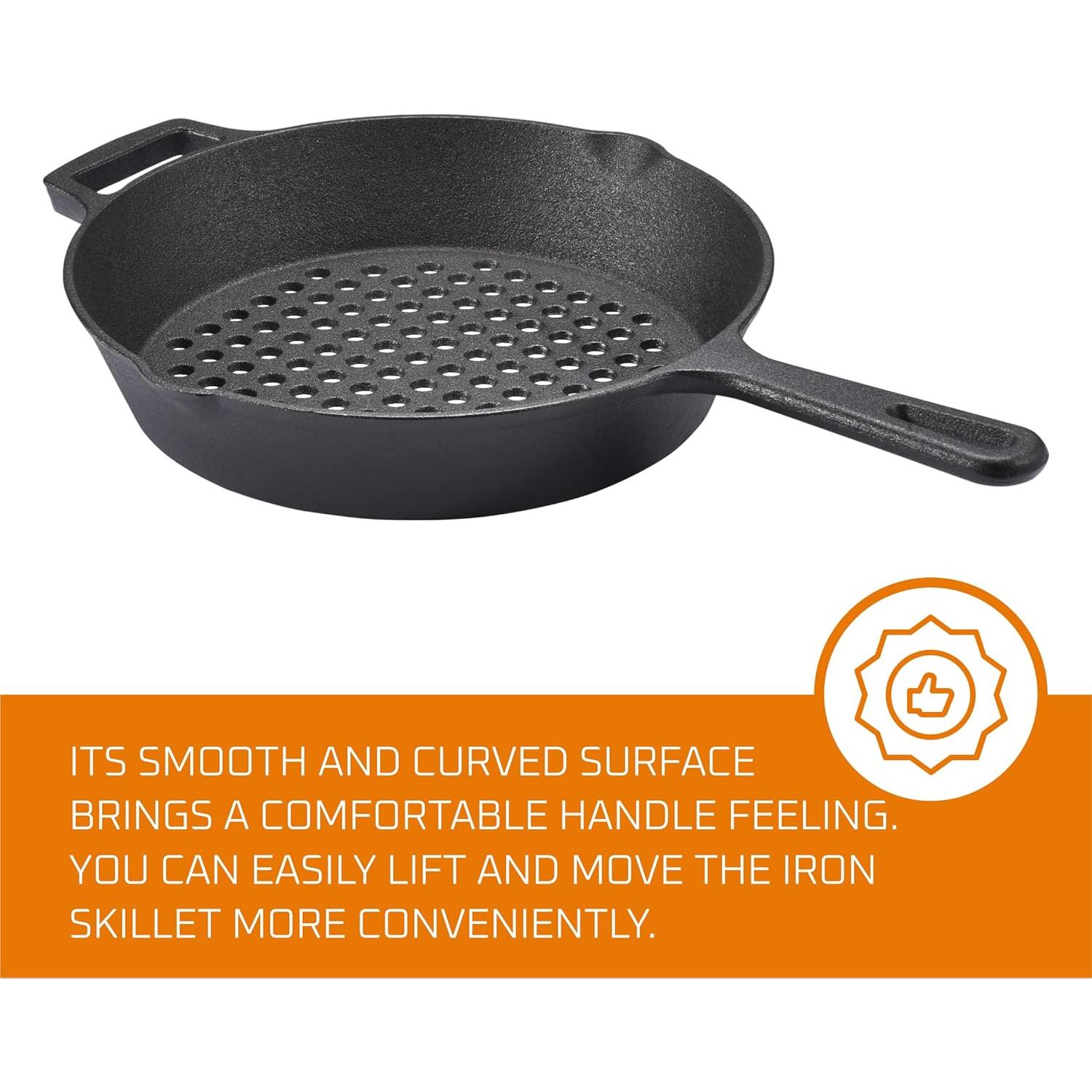 Sartén Grill Cuadrada Bruntmor 25.4 cm Hierro Fundido Pre-Sazonada