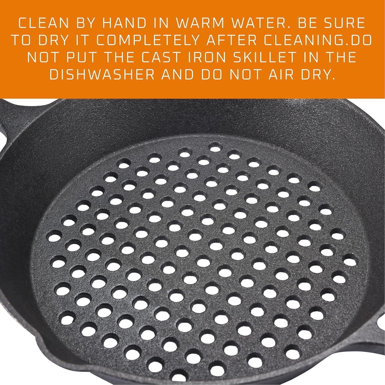 Sartén Grill Cuadrada Bruntmor 25.4 cm Hierro Fundido Pre-Sazonada