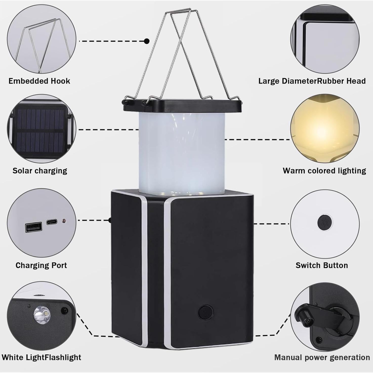 Linterna de Camping LED GarageAngle Solar Recargable 11.68cm