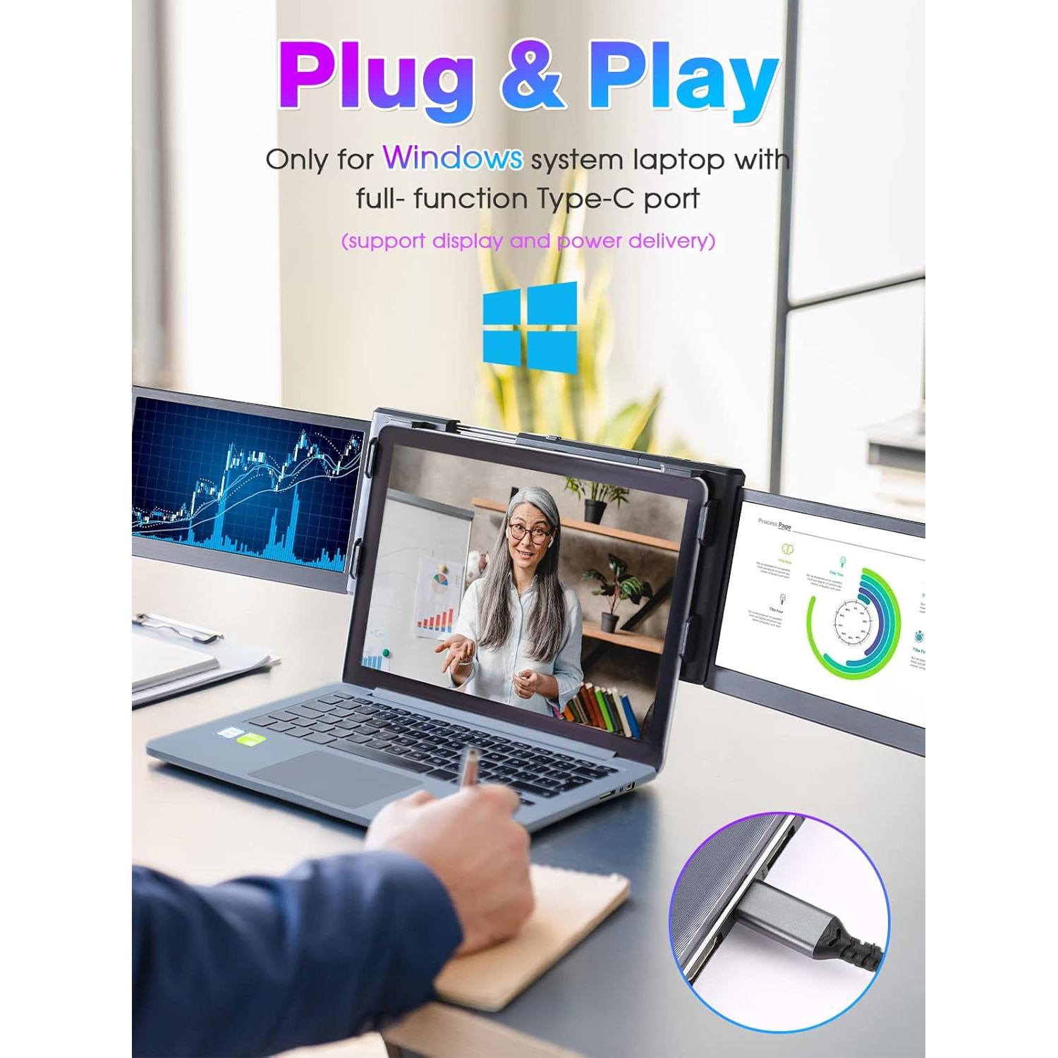 Monitor Portátil Triple BQAA 12" FHD IPS para Laptop