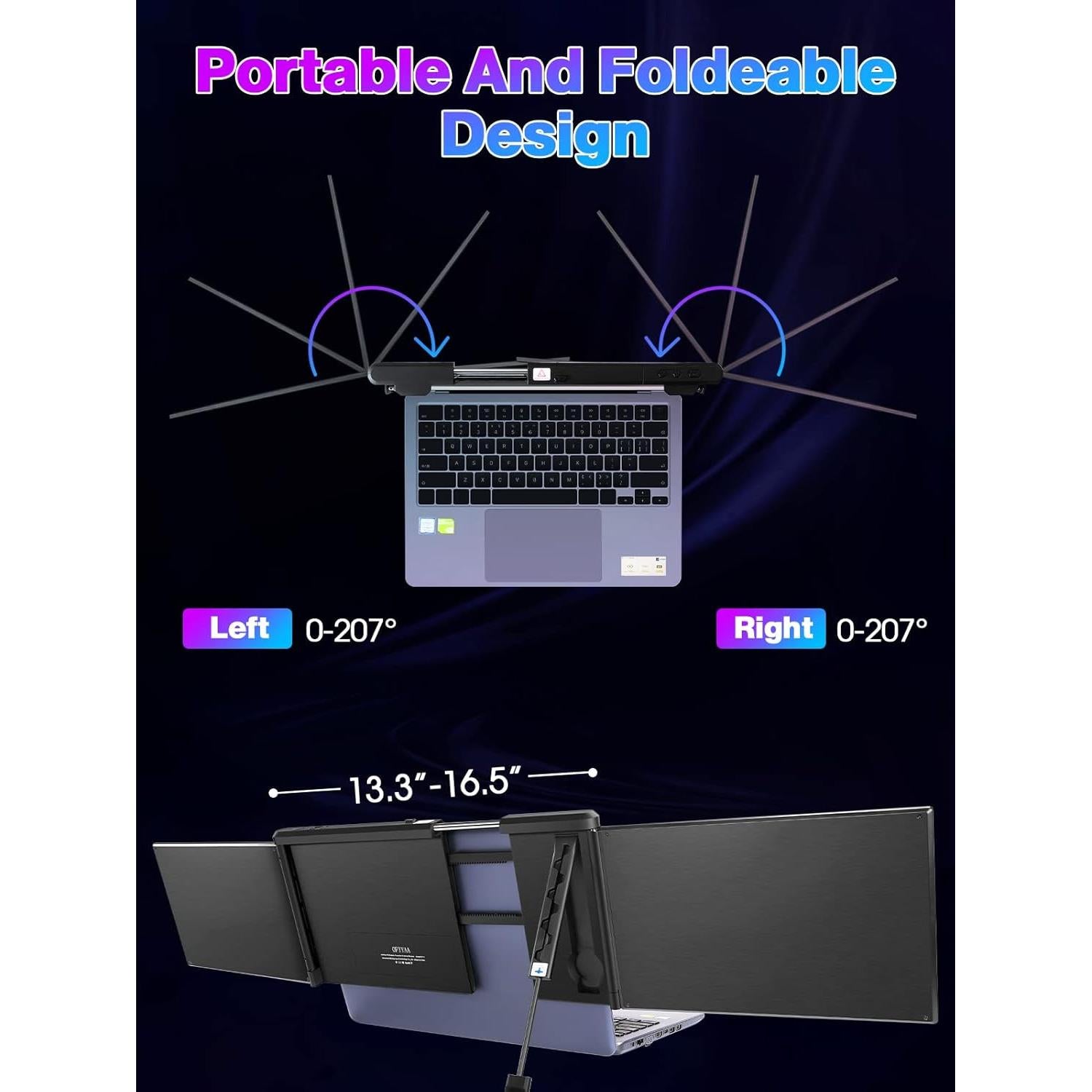 Monitor Portátil Triple BQAA 12" FHD IPS para Laptop