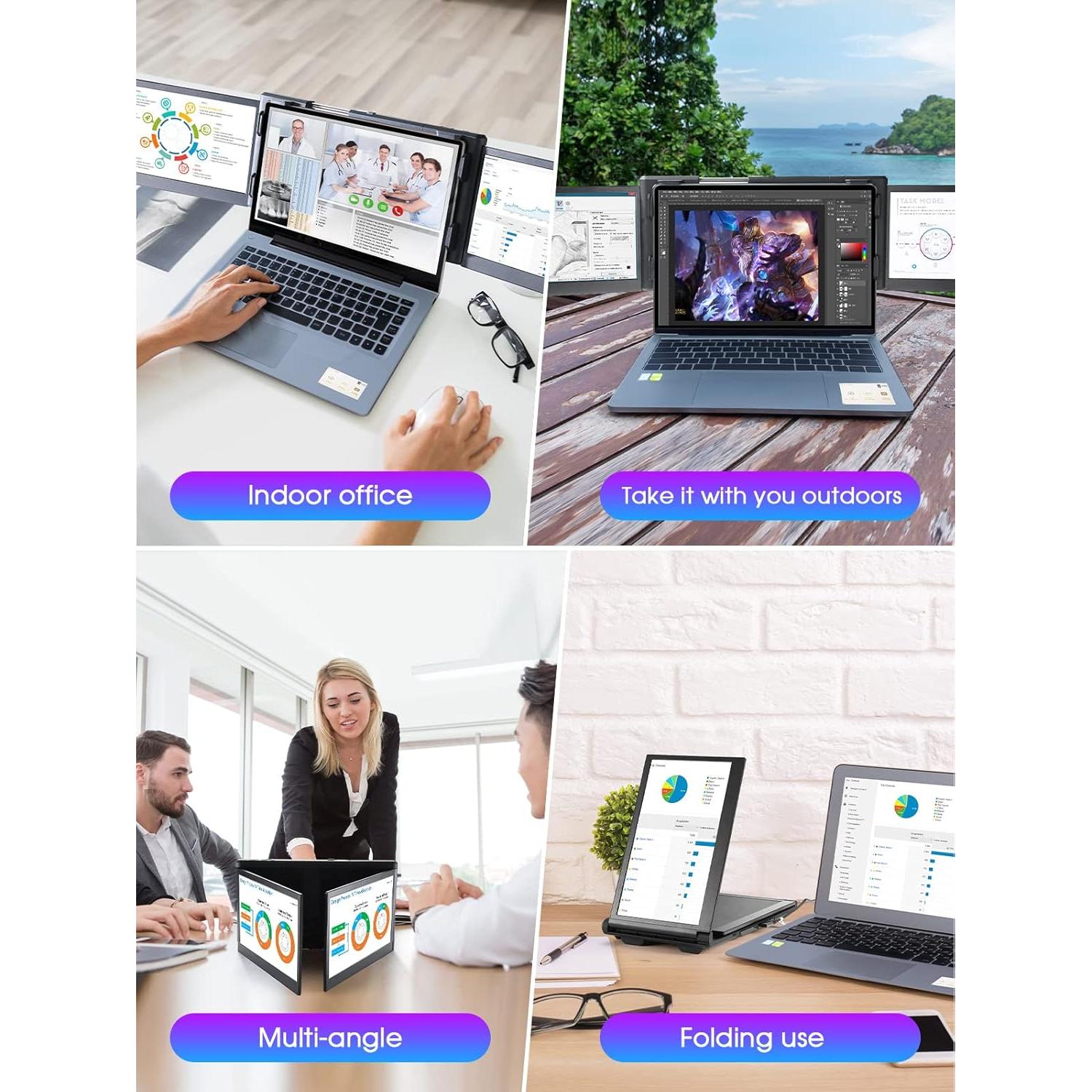 Monitor Portátil Triple BQAA 12" FHD IPS para Laptop