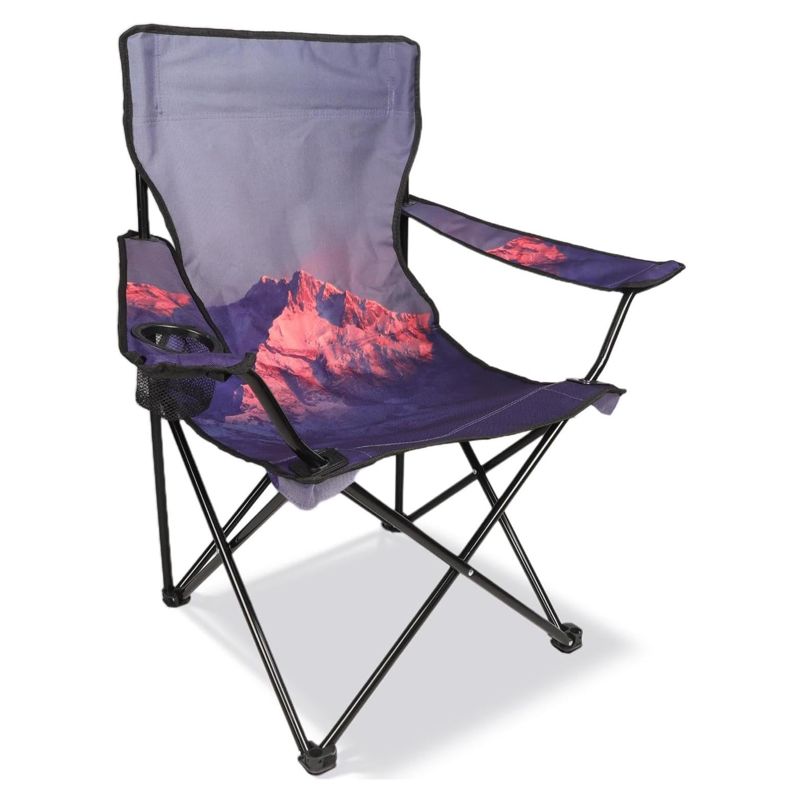 Camping Chair Portable Camp Chair, Folding Lawn Chair with Cup Holder for Outdoor Camping, Hiking, Travel, Patio, Beach, Picnics