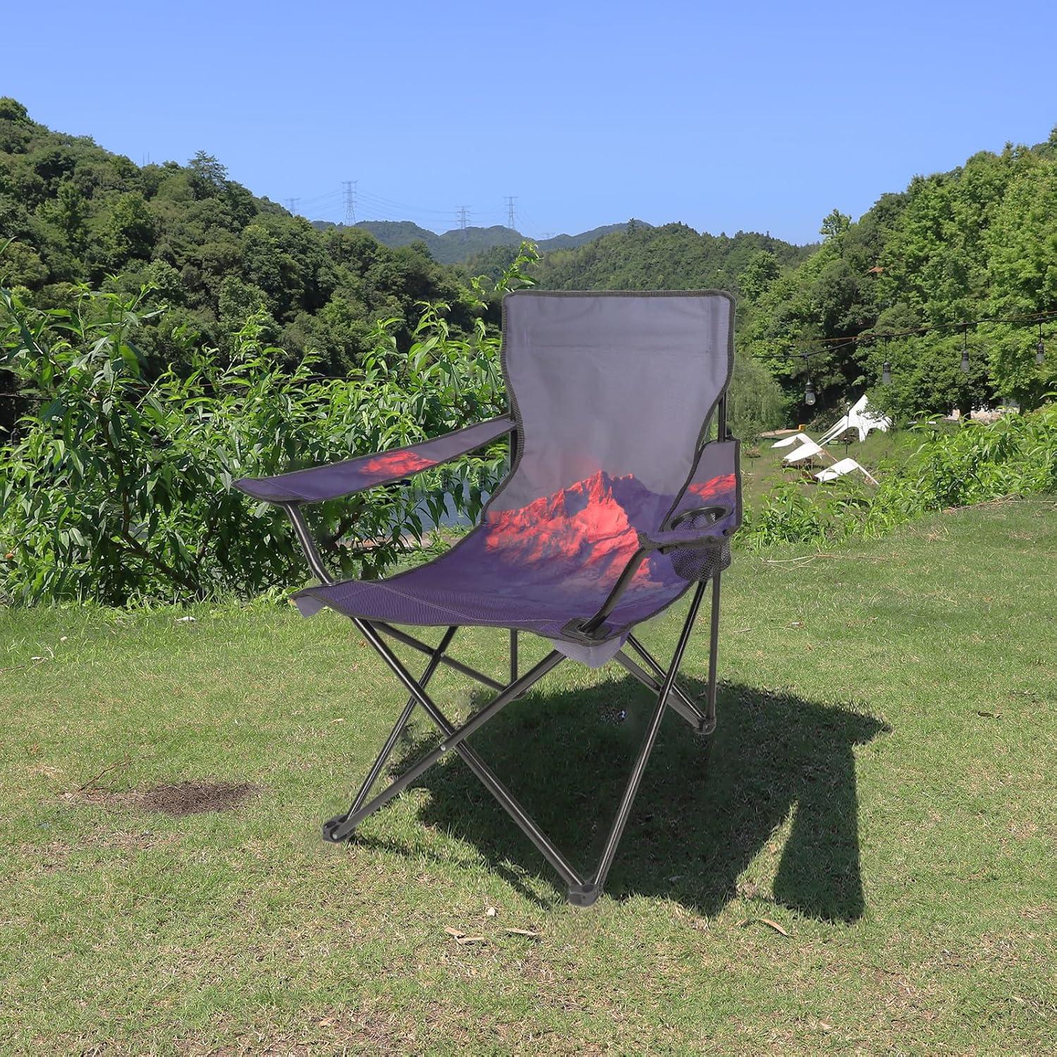 Camping Chair Portable Camp Chair, Folding Lawn Chair with Cup Holder for Outdoor Camping, Hiking, Travel, Patio, Beach, Picnics