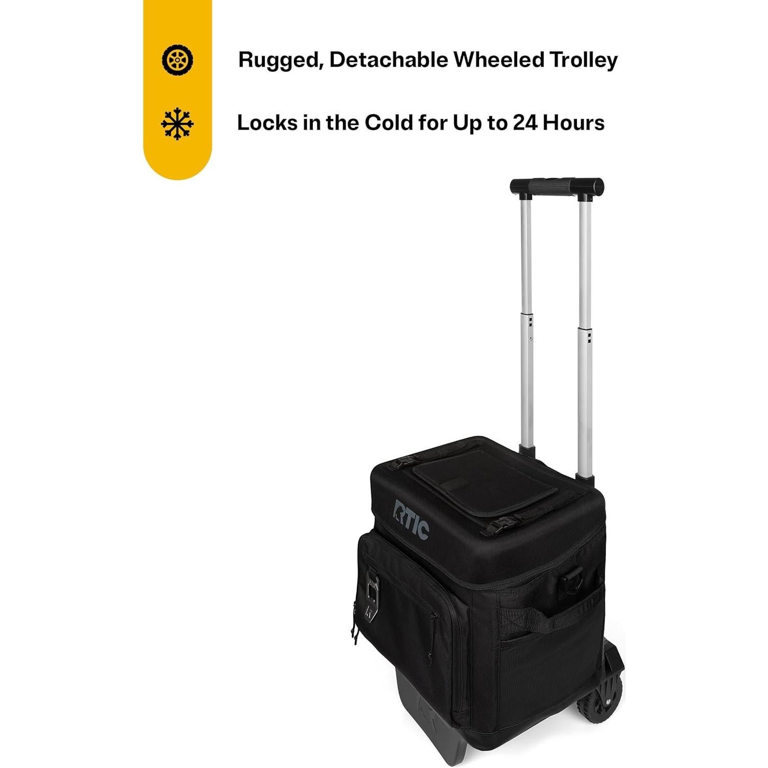 Enfriador RTIC 40 Latas con Ruedas y Mango Plegable Negro