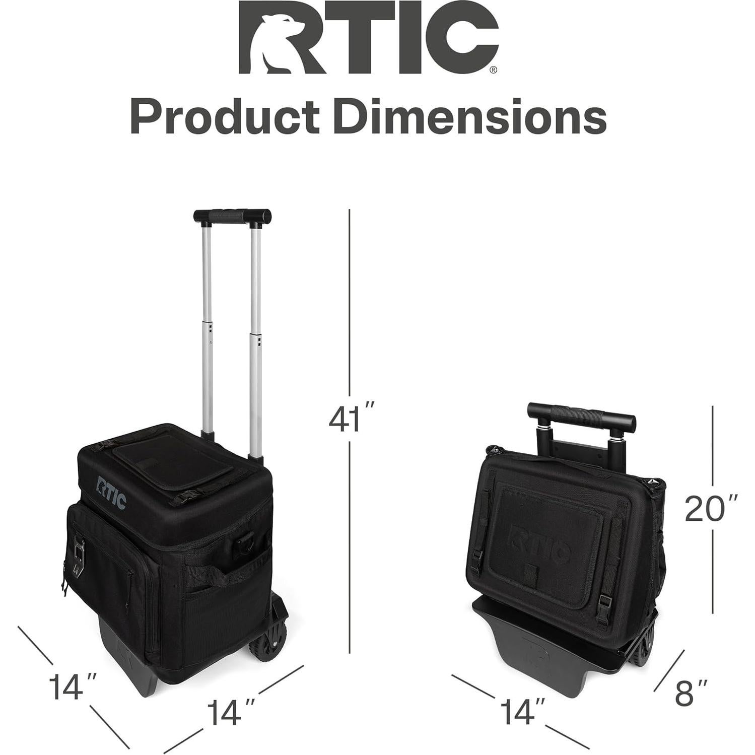 Enfriador RTIC 40 Latas con Ruedas y Mango Plegable Negro