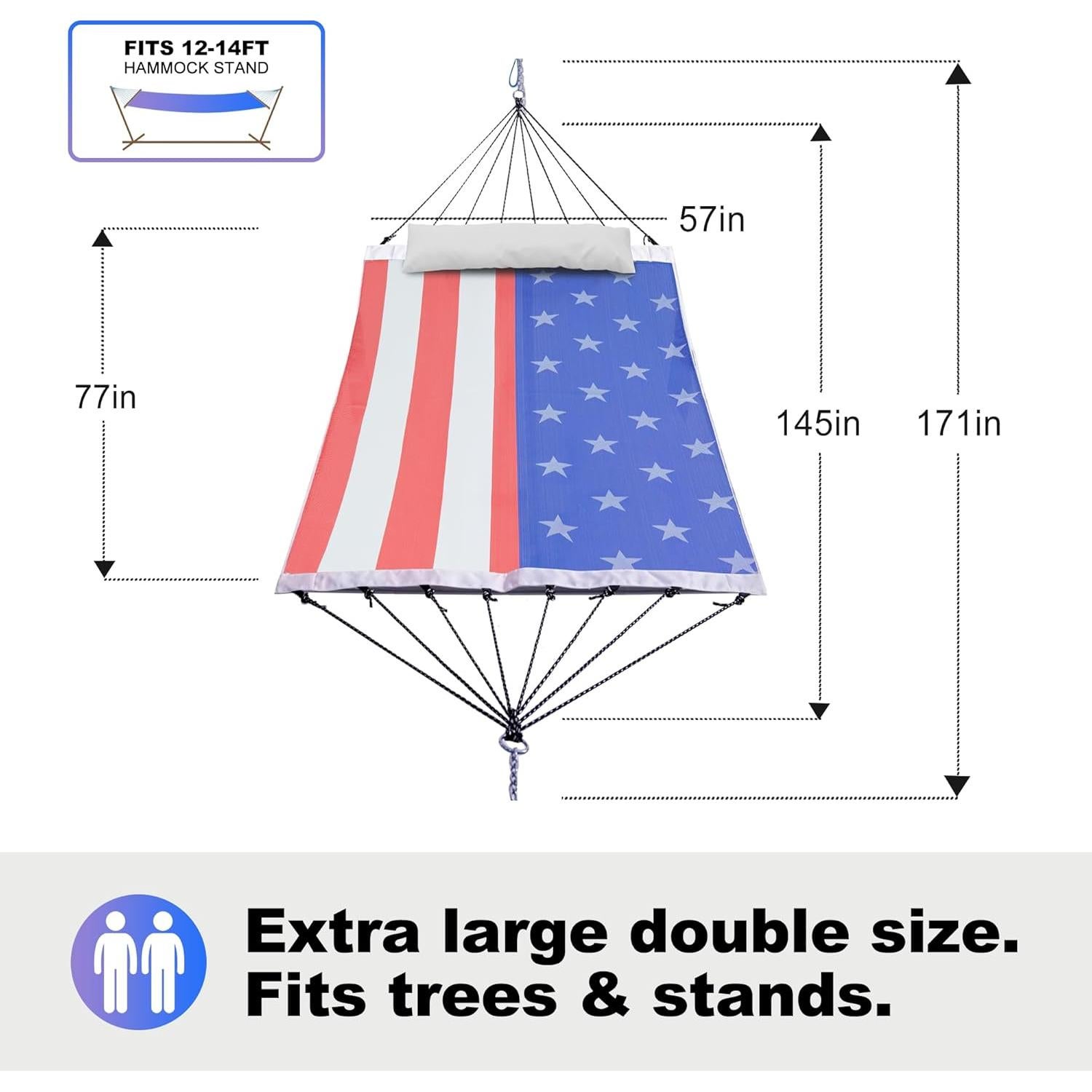 Hamaca Doble Exterior Gafete 4.27 m Textilene Impermeable