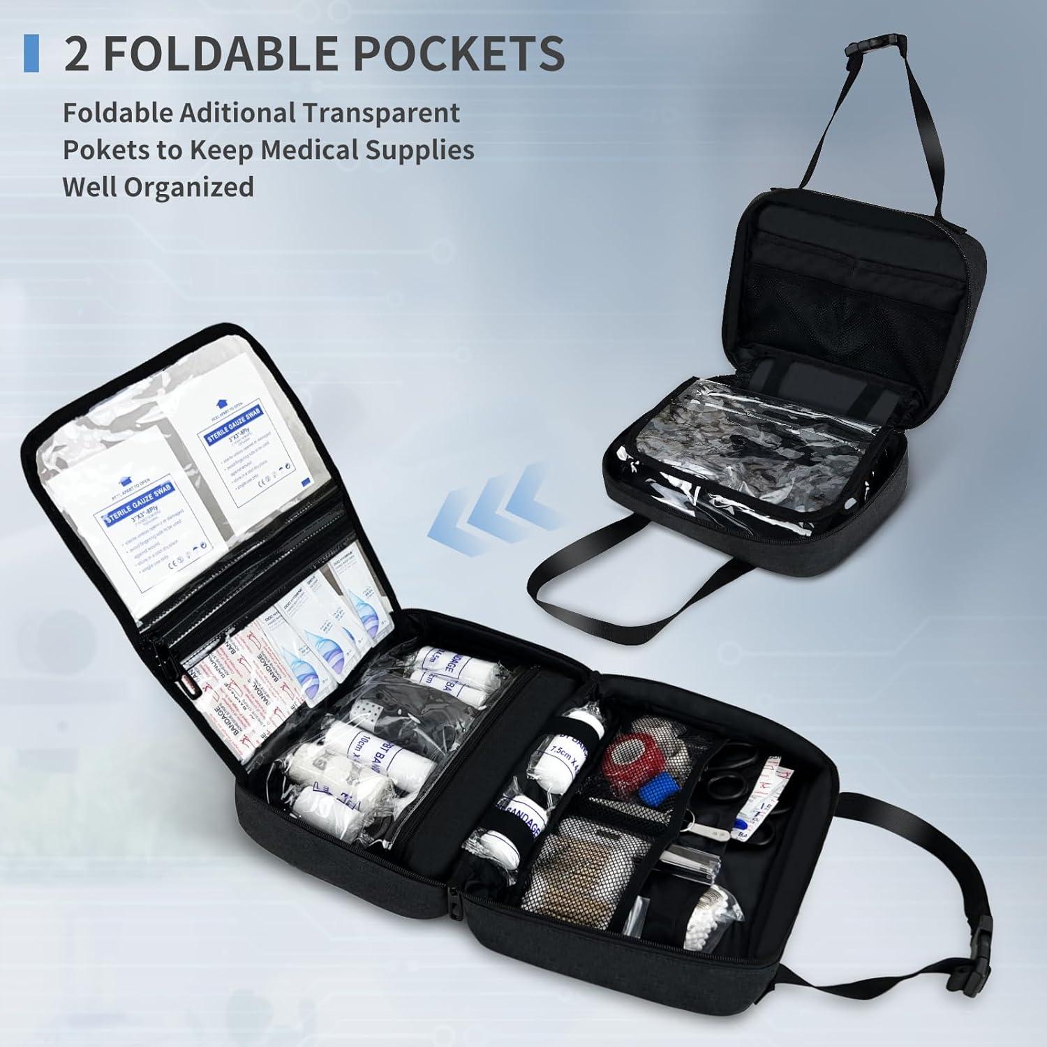 Bolsa de Primeros Auxilios Melinon Portátil Negra 29x10x20 cm