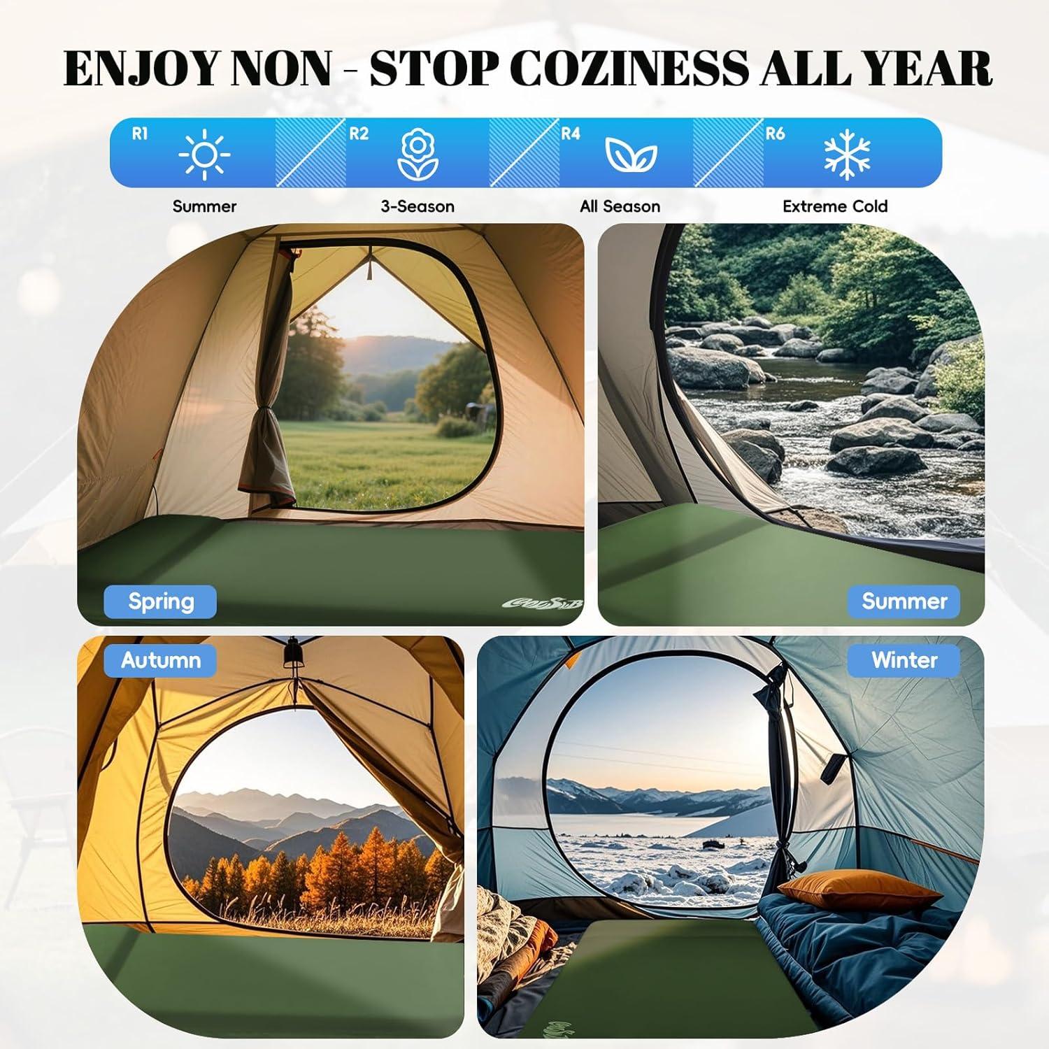 Camping Sleeping Pad Self Inflating Sleeping Pad with Electric Pump, 3.2" Ultra-Thick Memory Foam Sleeping Mat with Pillow, Camping Mattress Compact for Backpacking Hiking Traveling