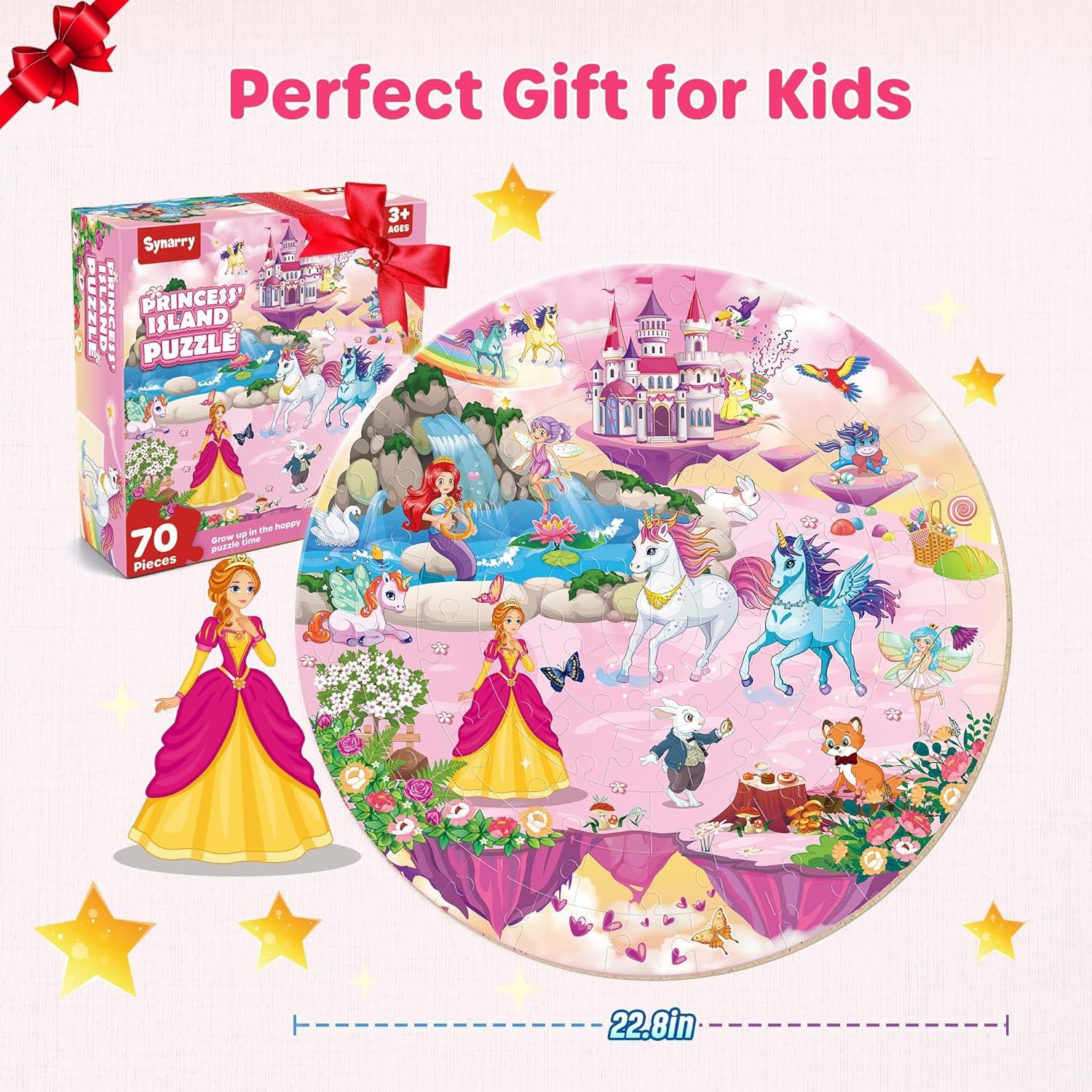 Rompecabezas de Piso SYNARRY 70 Piezas Princesa Unicornio Sirena