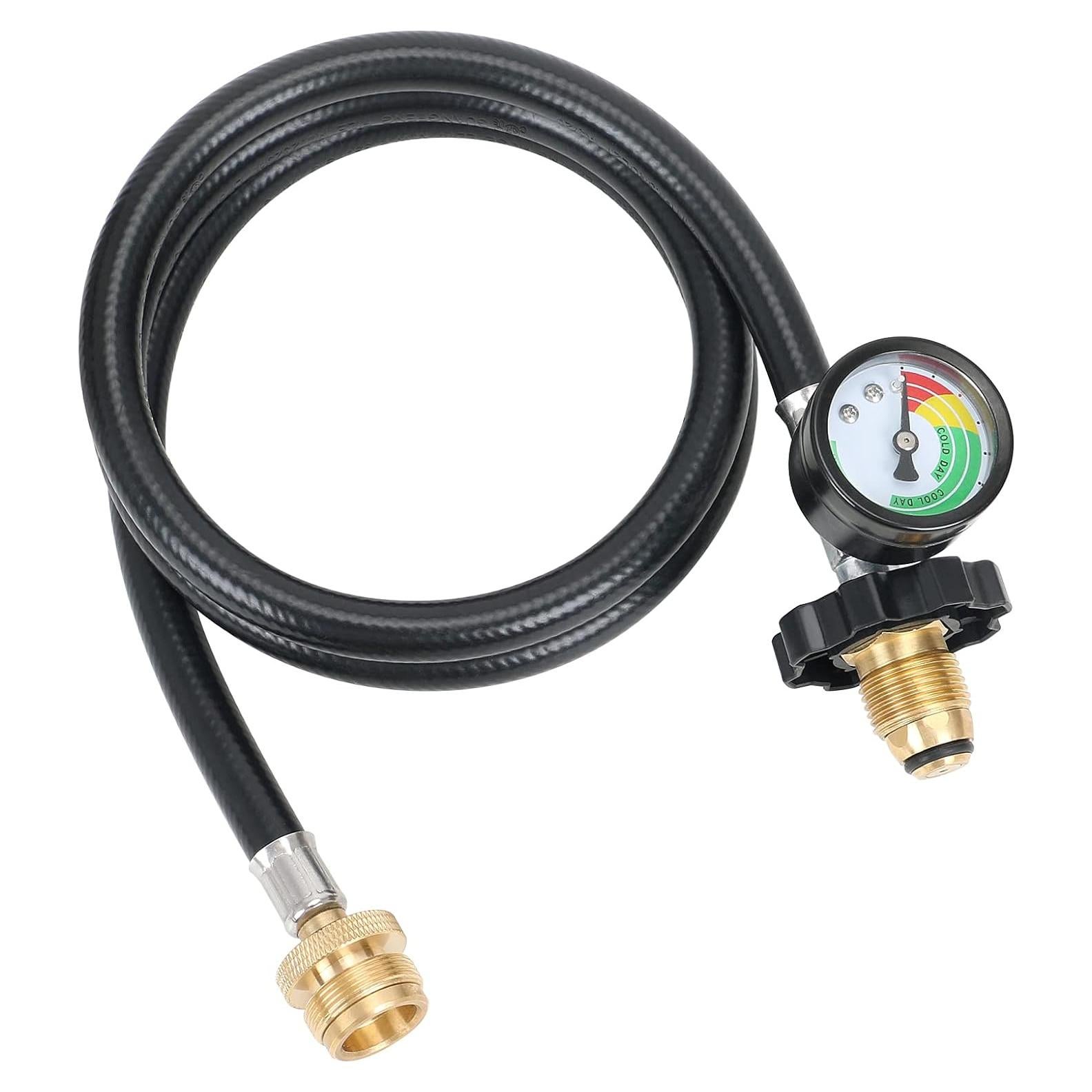 ATKKE 4FT Heater Hose Adapter Assembly F273704 Replacement with Gauge, Compatible with Buddy Heater MH9B MH18B Series, Portable Grill and More