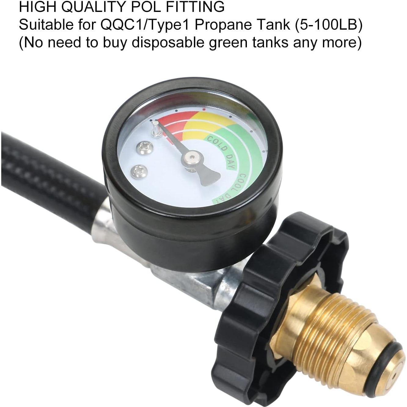 ATKKE 4FT Heater Hose Adapter Assembly F273704 Replacement with Gauge, Compatible with Buddy Heater MH9B MH18B Series, Portable Grill and More