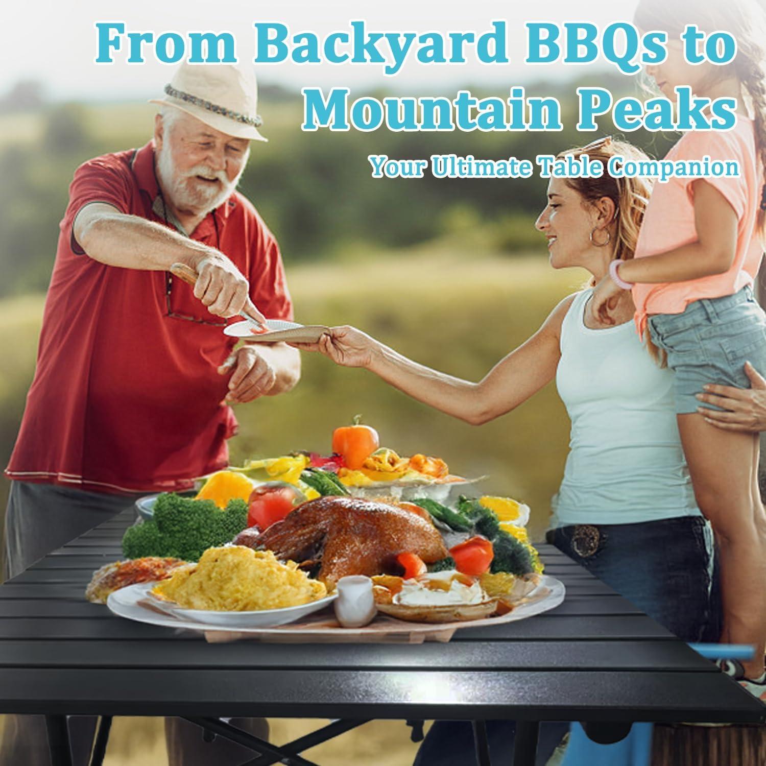 Mesa de Camping Plegable Zenicham 120x55cm Aluminio Negra