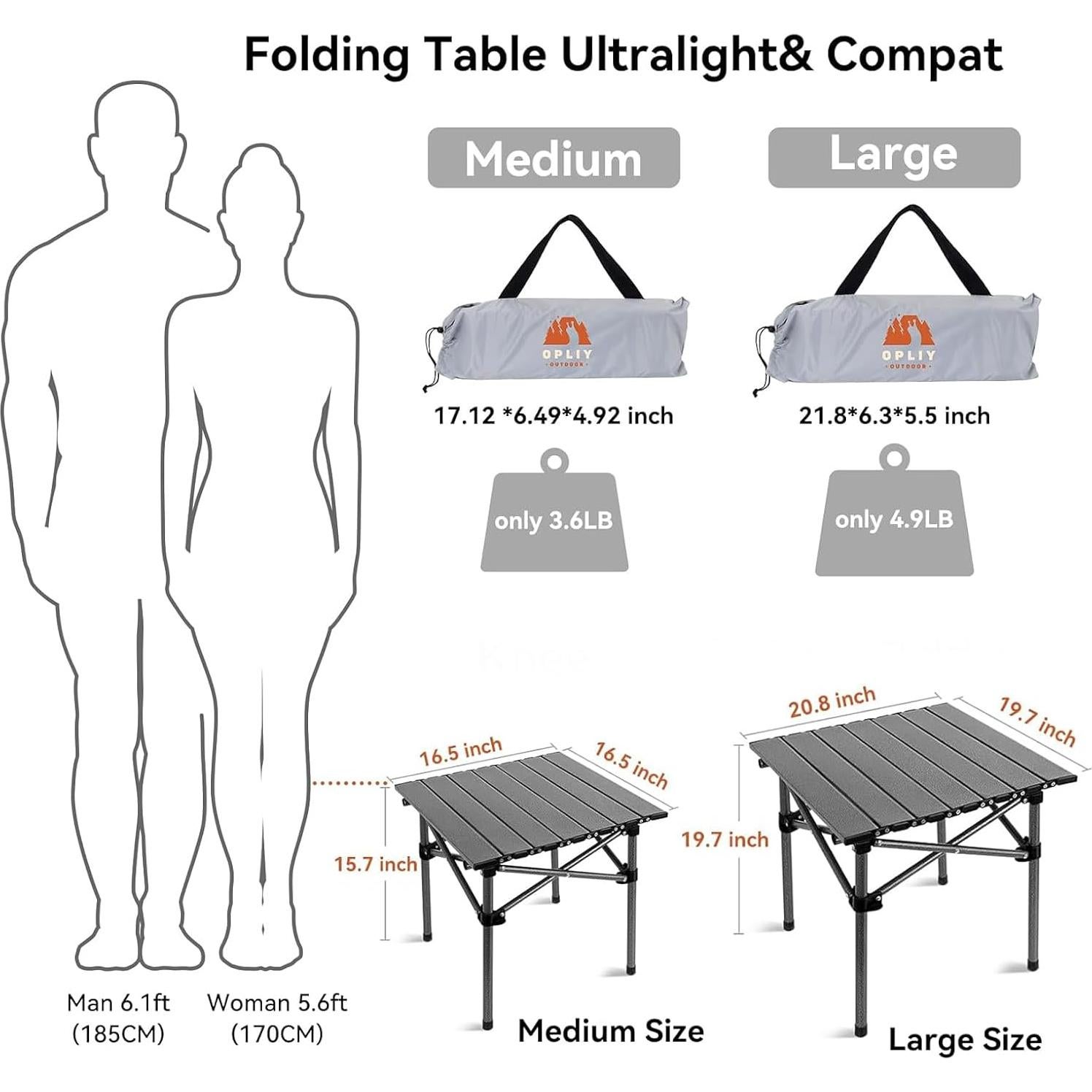 Mesa de Camping Plegable Opliy 41.91 cm Gris Metálico