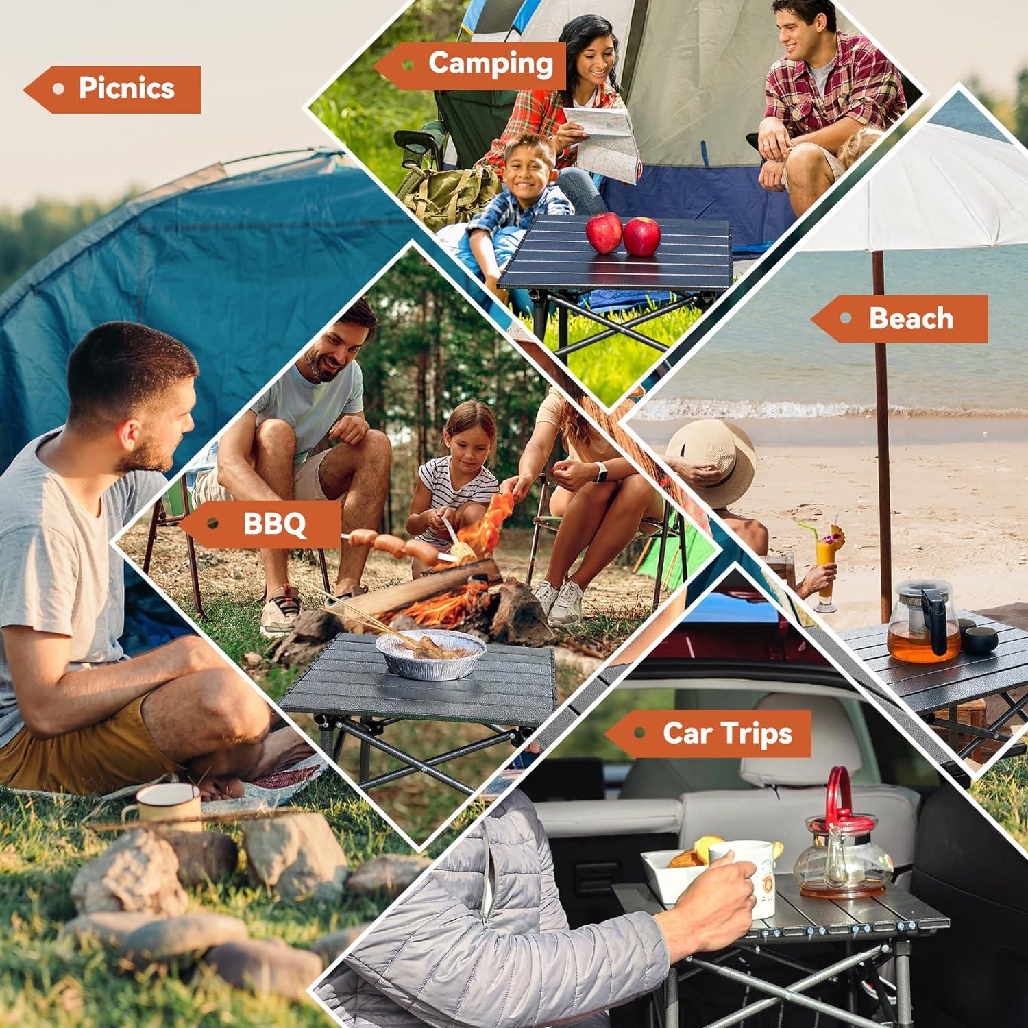 Mesa de Camping Plegable Opliy 41.91 cm Gris Metálico