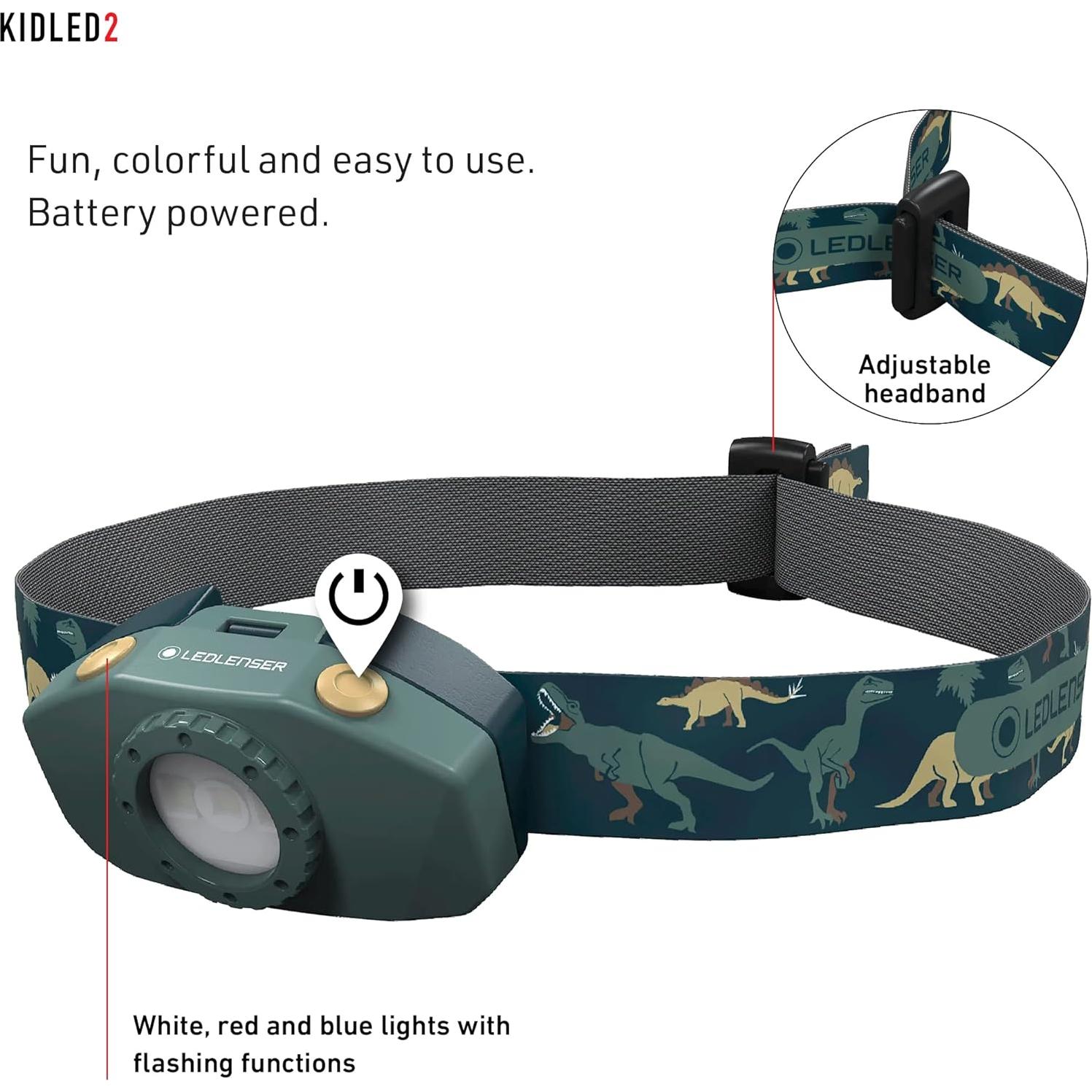 Linterna Frontal Ledlenser KIDLED2 Verde para Niños - Luz LED