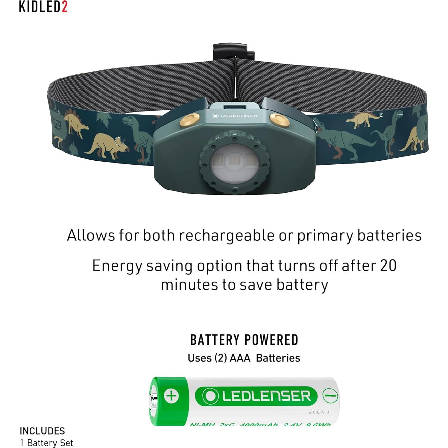 Linterna Frontal Ledlenser KIDLED2 Verde para Niños - Luz LED